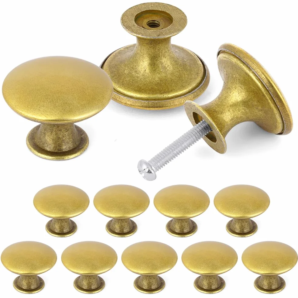 Pomelli per Armadietti Vintage 30 mm Pomolo per Mobili Rotondo Cassetti Chic Maniglie per Cucina Antiche Ottone