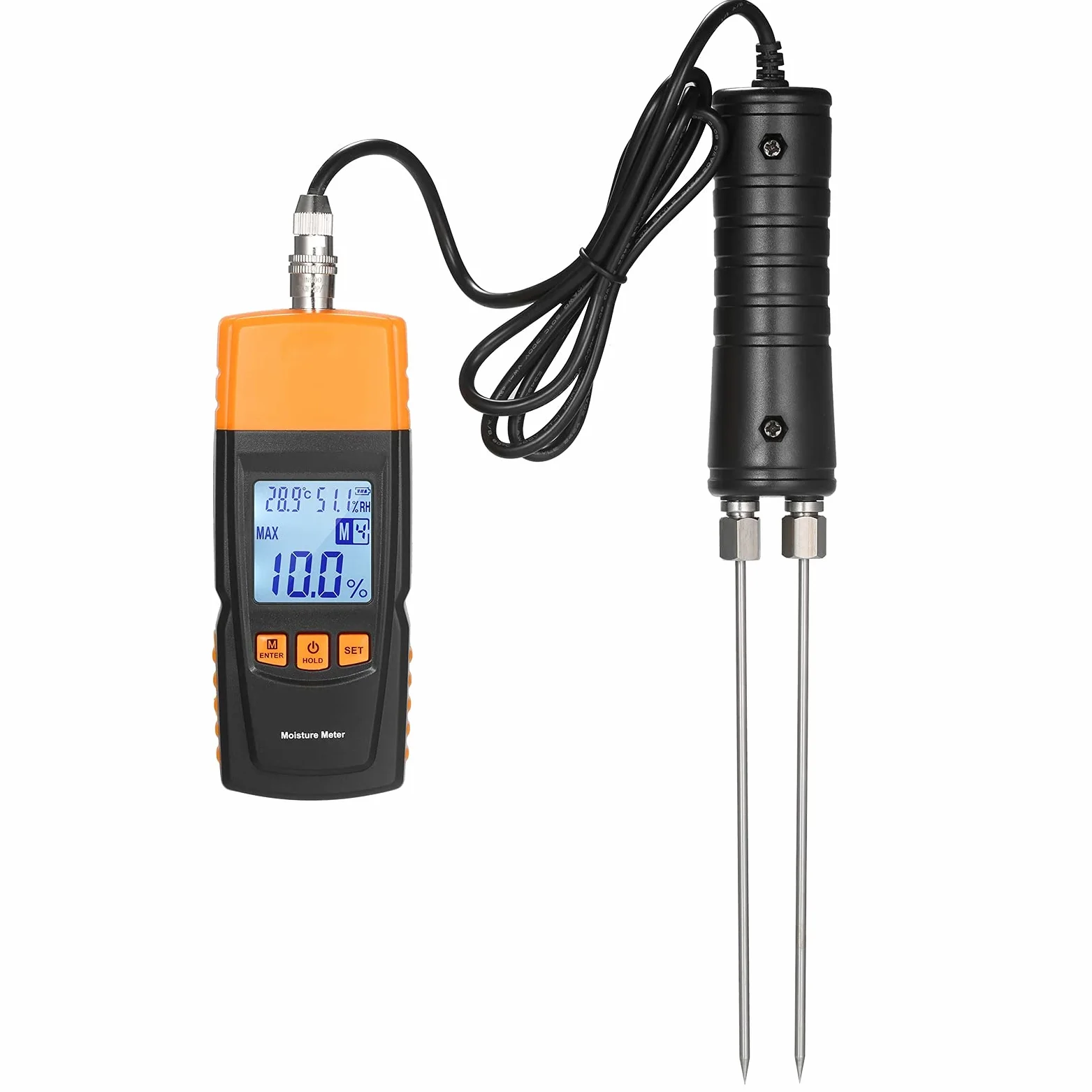 Igrometro Digitale 3-in-1 Misuratore di umidità in legno Legna da ardere Acqua Contenuto Ambient Temperatura + Umidità + Tester in