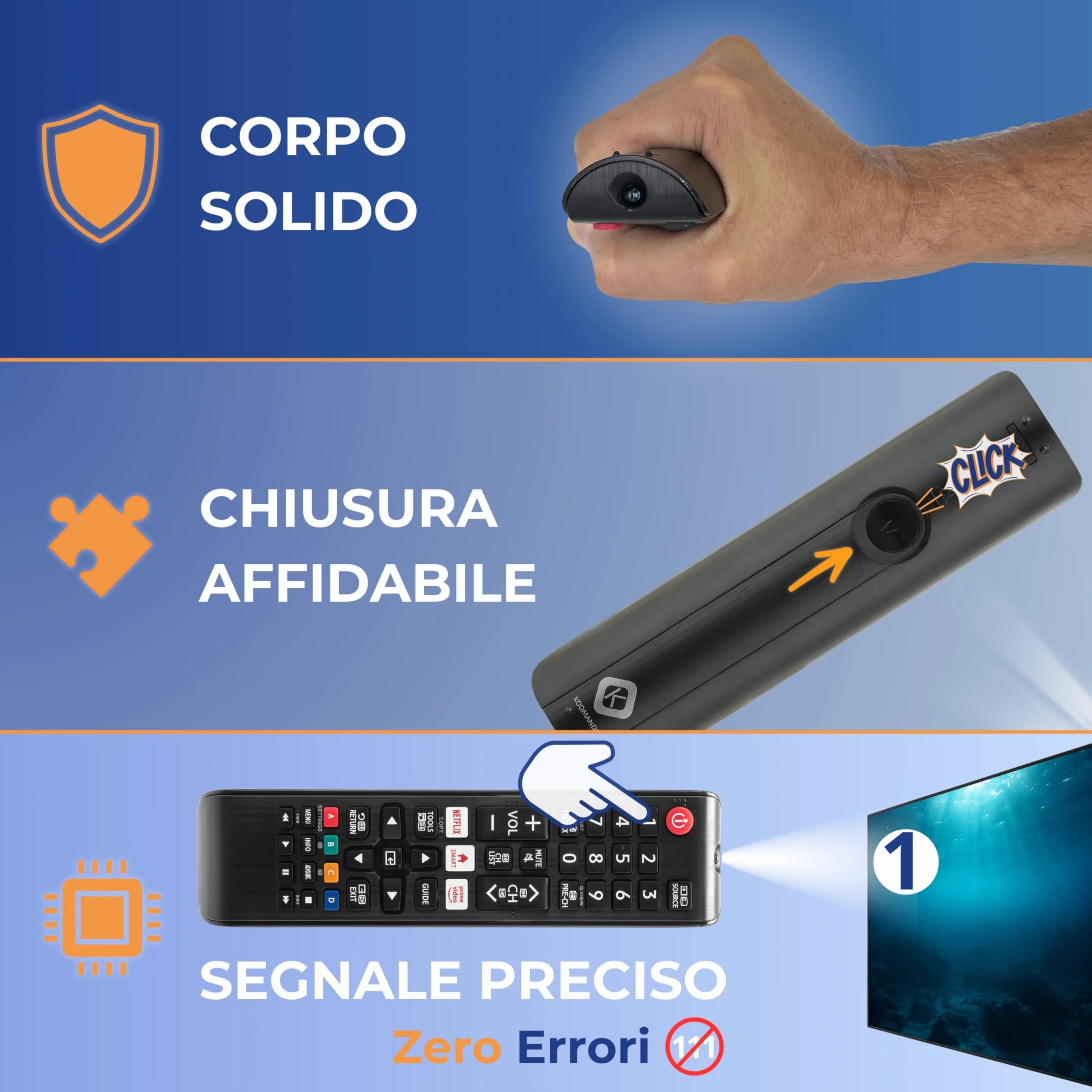 Koomando Telecomando Universale per Samsung TV LCD LED QLED UHD 4K 8K Curved HDR, Serie AA59 BN59, Pronto all'Uso senza Programmazione, Tasti Rapidi Netflix Prime Video, Compatibile Smart TV