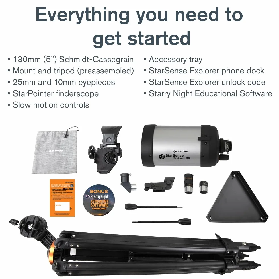 Celestron 22462 StarSense Explorer DX 5” Telescopio Schmidt-Cassegrain compatibile con app per smartphone Funziona con l'app StarSense – Compatibile con iOS/Android