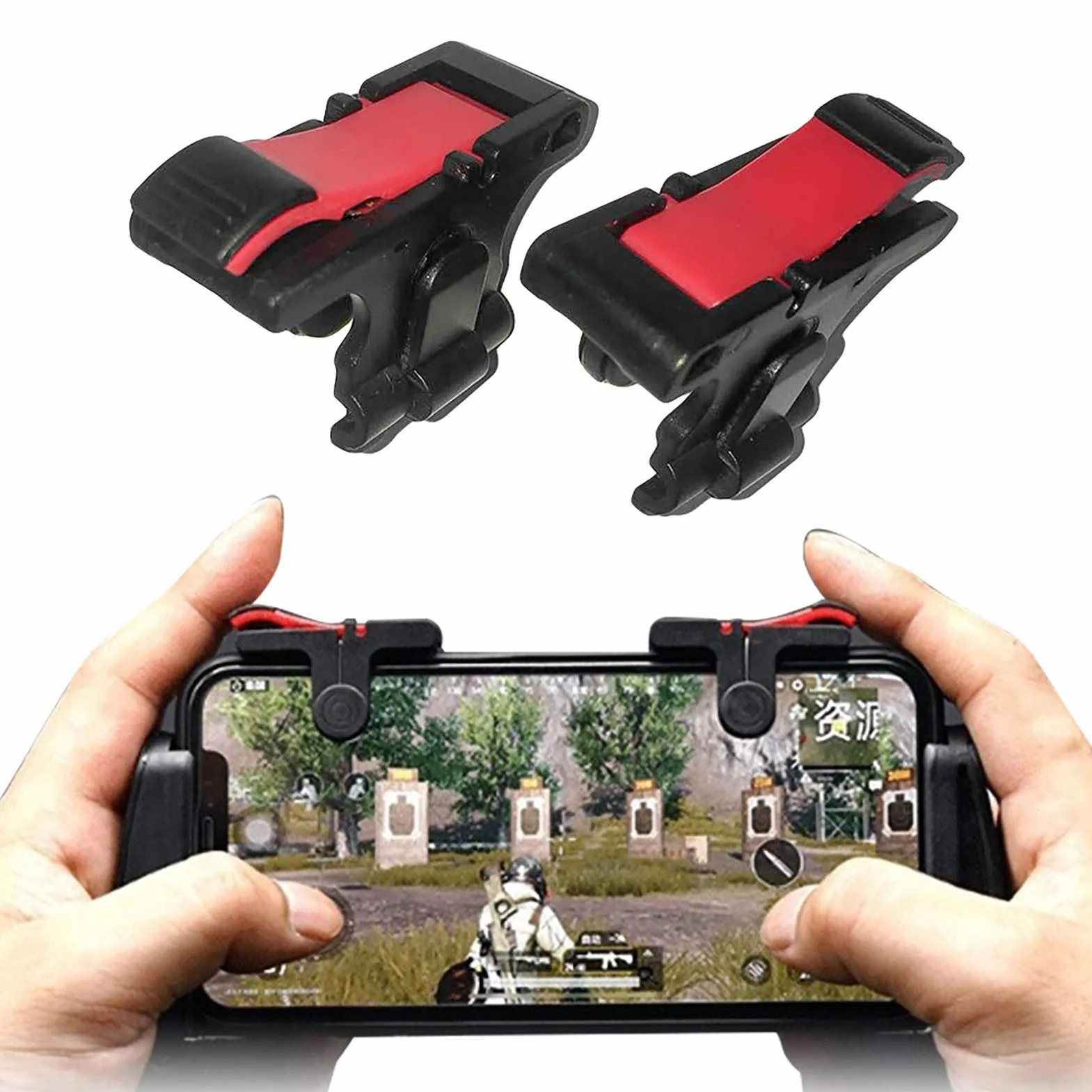 Gamepad per dispositivi mobili PUBG Mobile/Fortnitee Mobile/Call of Duty Mobile, gioco mobile Trigger Joystick Gamepad per iPhone/Android, scatto sensibile e mira L1R1 Trigger Nero