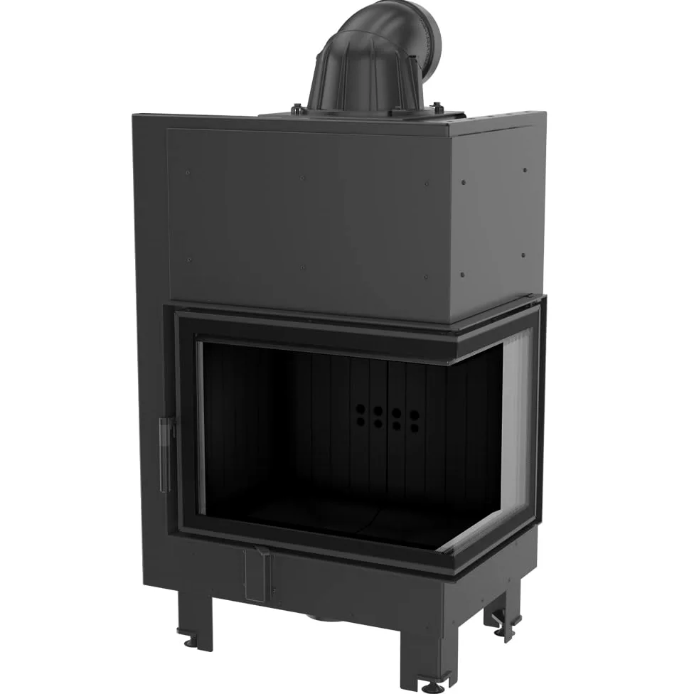 KRATKI Inserto per camino in acciaio a legna MBZ 13 kW Ø200 destro A+ 81 | Acciaio nero, efficienza 81%, classe A+. Ecodesign, BImSchV 2, Kratki PRO; per recupero calore.; combustione efficiente