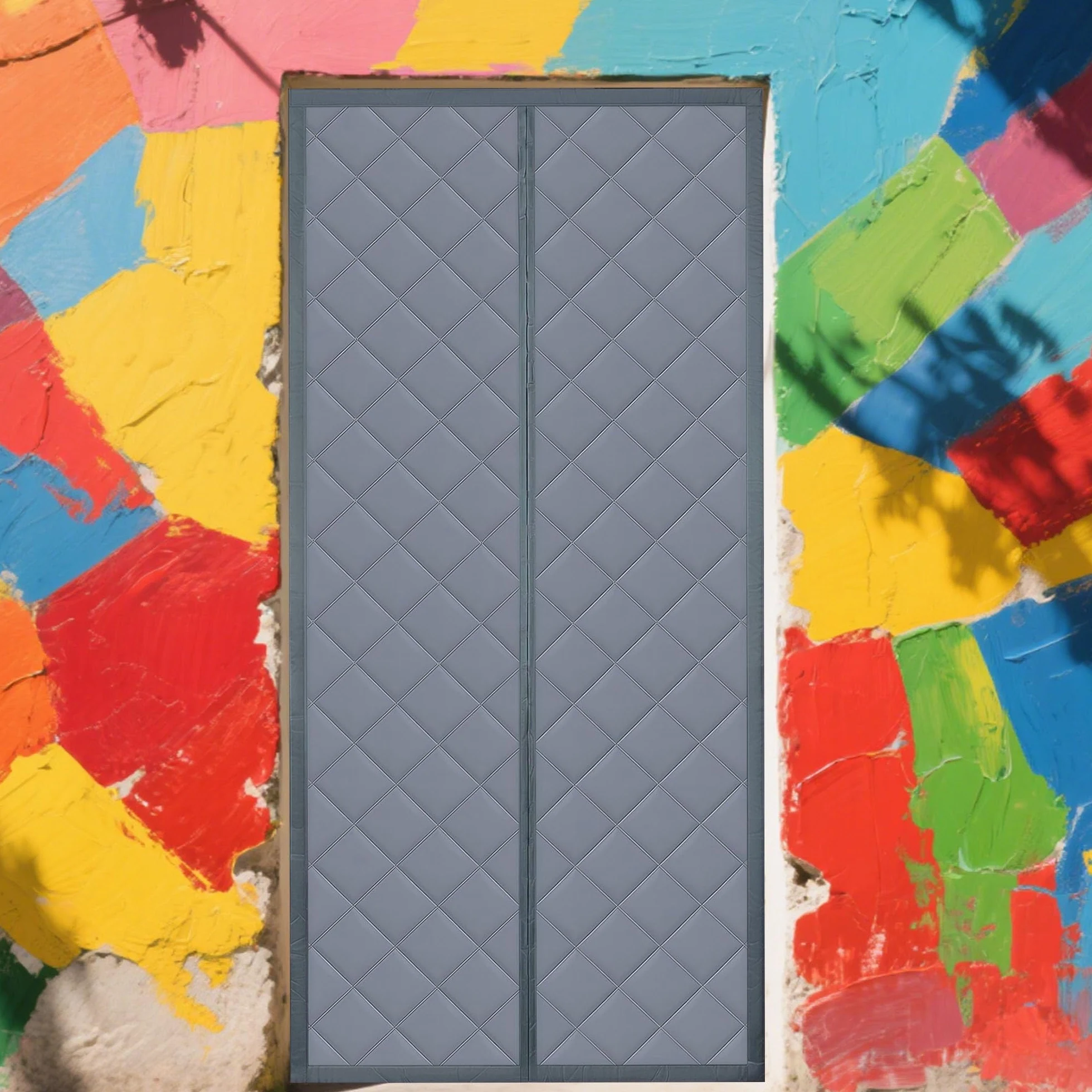 Tenda Termica Magnetica per Porte 75 x 293 cm Anti Freddo, Oscuramento, Insonorizzazione, Chiusura Automatica Tenda Isolante Porte Invernali per Interni Esterni, grigio argento