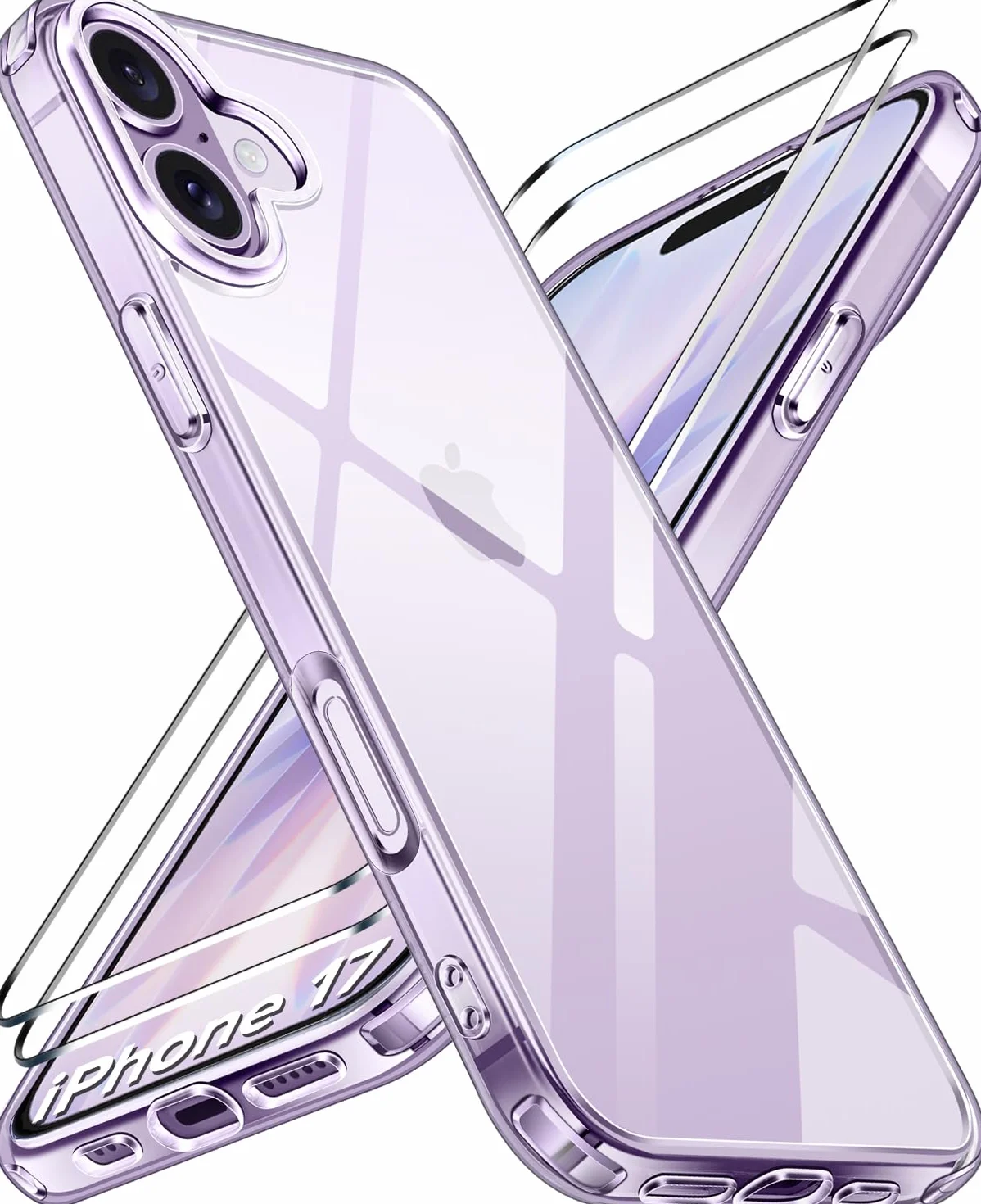 iVoler Anti Ingiallimento Chiaro Cover per iPhone 17 6.3 Pollice con 2 Pezzi Pellicola Vetro Temperato, [Antiurto di Grado Militare] Custodia Trasparente Sottile Case