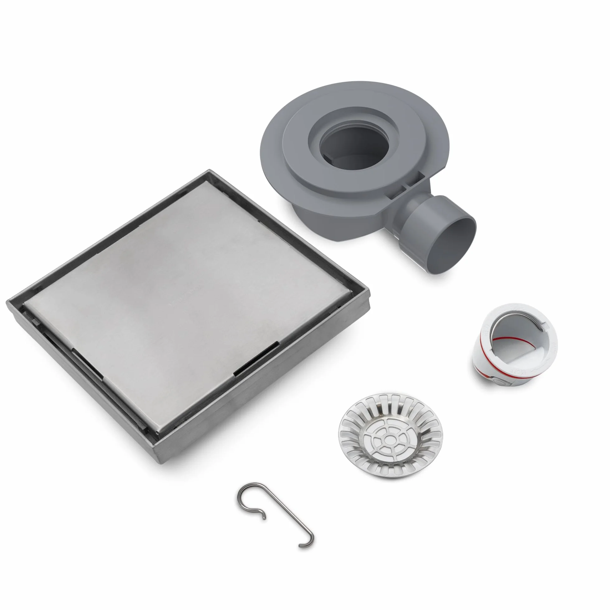 VANCOCO Scarico Doccia a Pavimento Quadrato 15×15 cm 2-in-1 Invisibile in Acciaio Inox, Sifone Orientabile 360°, Valvola Antiodori, Filtro per Capelli