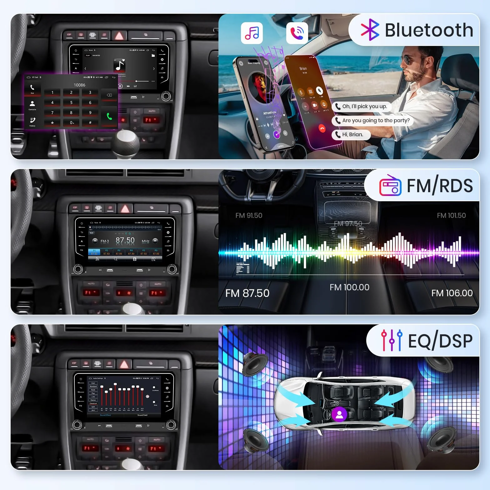 Hodozzy 2GB+64GB Android Autoradio per Audi A4 S4 RS4 B5 B6 B7 Seat Exeo con Wireless Carplay Android Auto, 7 Pollici Touchscreen Stereo 2 Din Schermo con GPS Wifi Bluetooth DSP FM/RDS con Telecamera