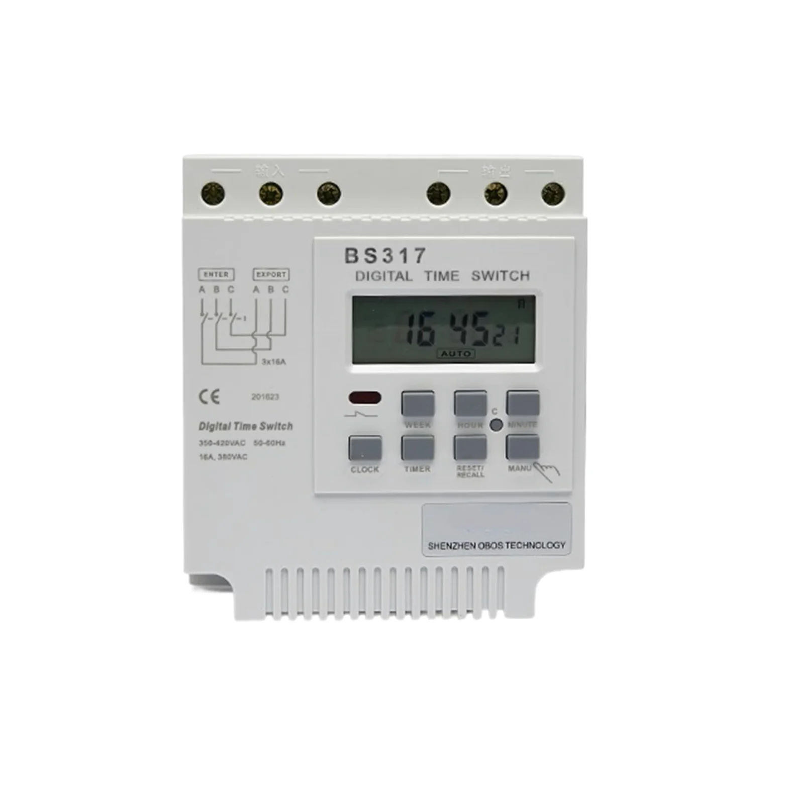 RWRAPS microcomputer Interruttore Timer Timer DIN con Interruttore programmabile trifase 415VAC 25A con 16 Volte di accensione/spegnimento al Giorno, intervallo di impostazione dell'ora 1min-168H
