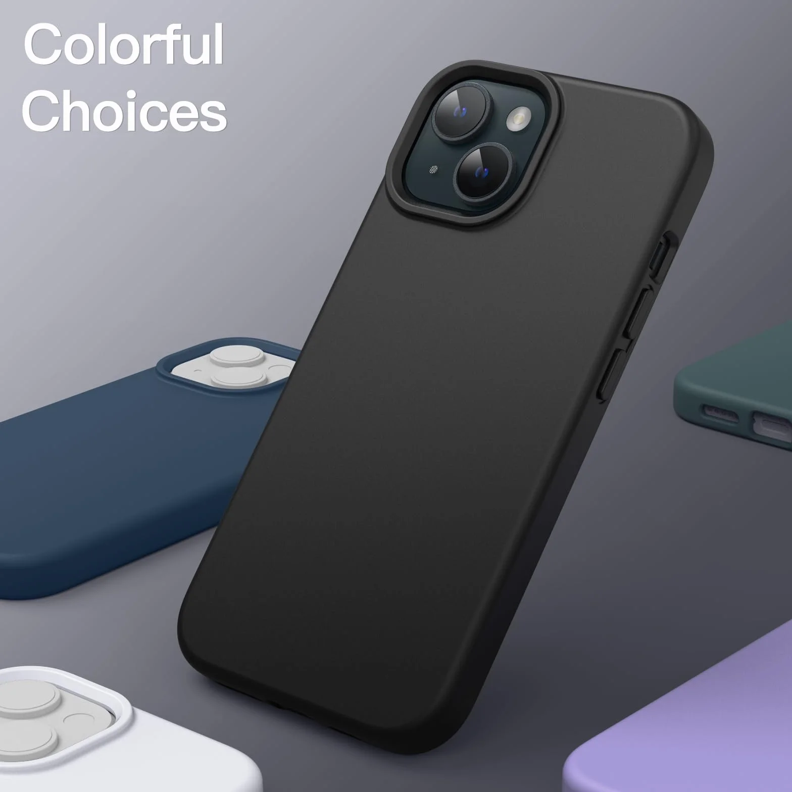 JETech Cover Silicone per iPhone 15 6,1 Pollici, Protettiva per Tutto il Corpo Morbida al Tatto, Custodia Antiurto (Nero)