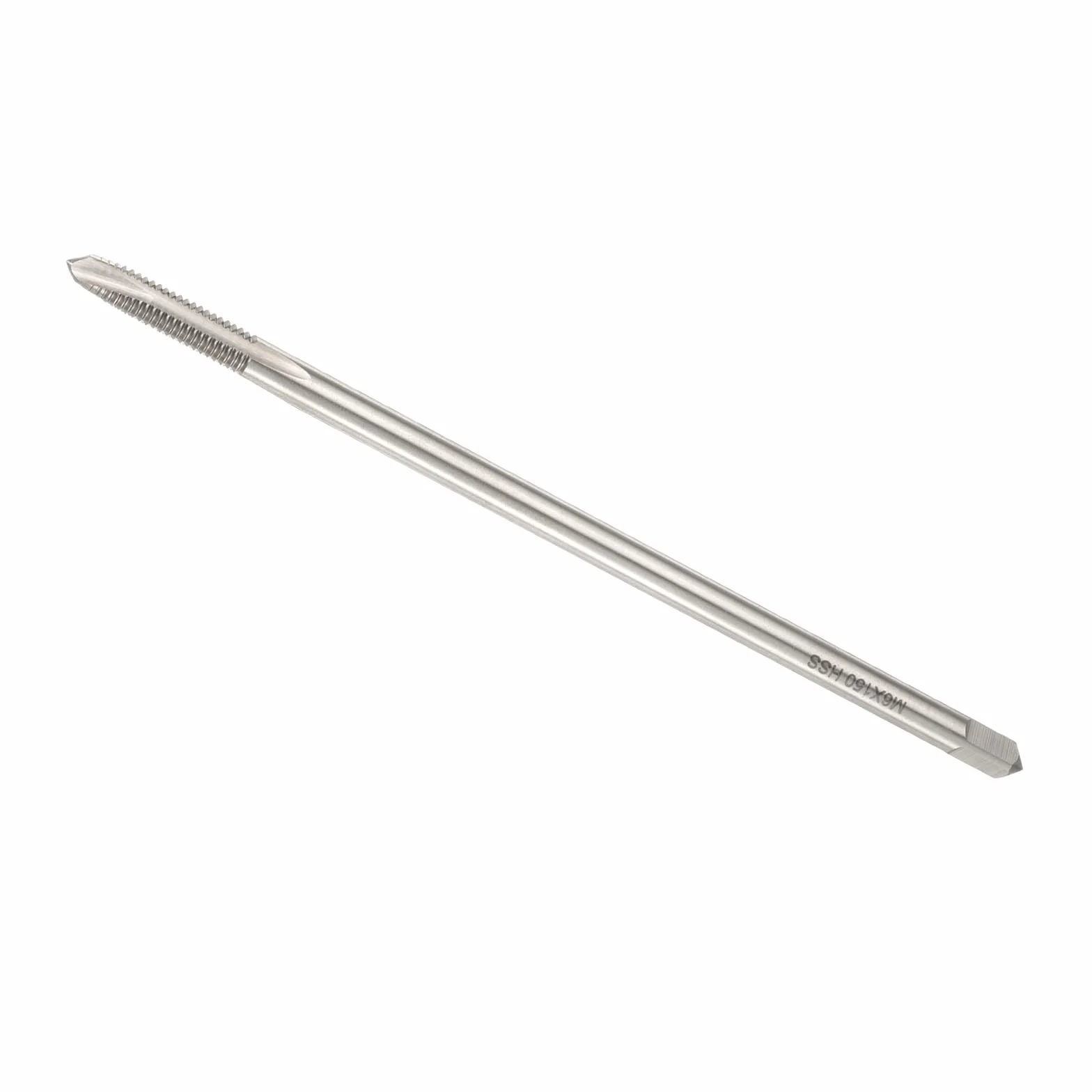 Maschio Filettato a Punta Elicoidale M6 x 1 H2, Utensile per Maschiatura Extra Lungo 150 Mm Acciaio Rapido