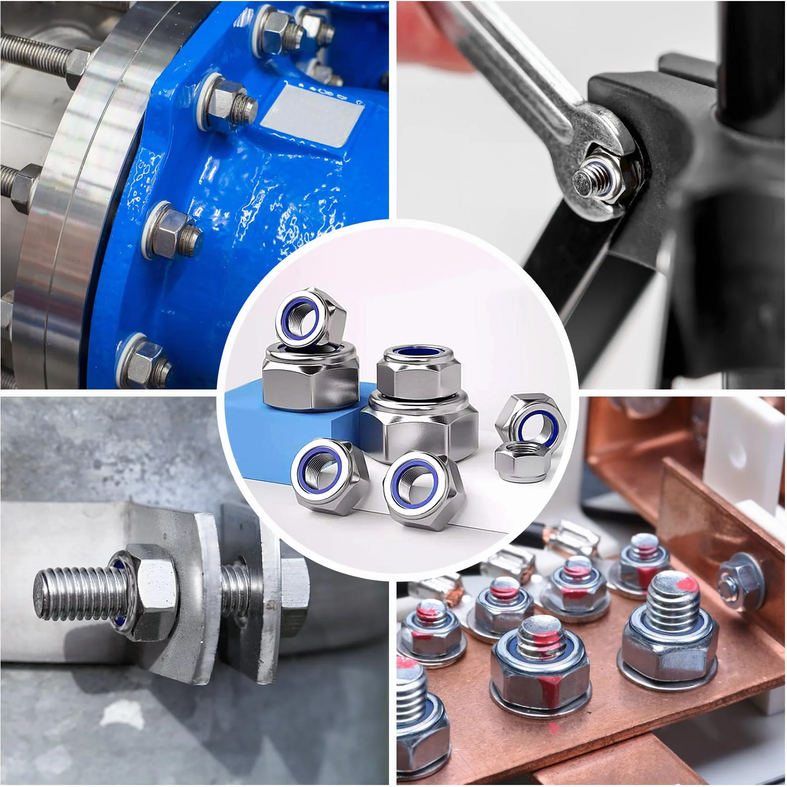 Dadi Autobloccanti Acciaio Inox A2-70 Set 8 Pezzi M2 M3 M4 M5 M6 M8 M10 M12
