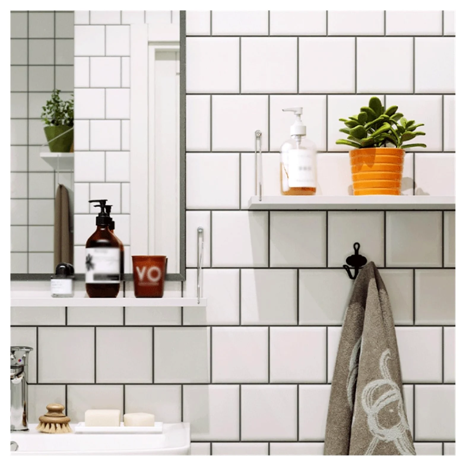 Ripiano per doccia Scaffali a parete da 5 pezzi decorativi for pareti divisorie Organizer(Bianco)