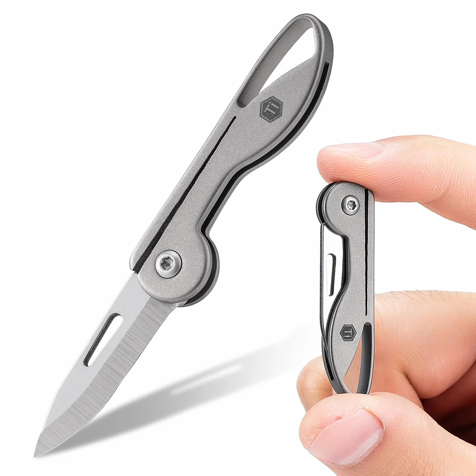 KeyUnity KK05 Mini coltello tascabile in titanio - Lama pieghevole affilata EDC