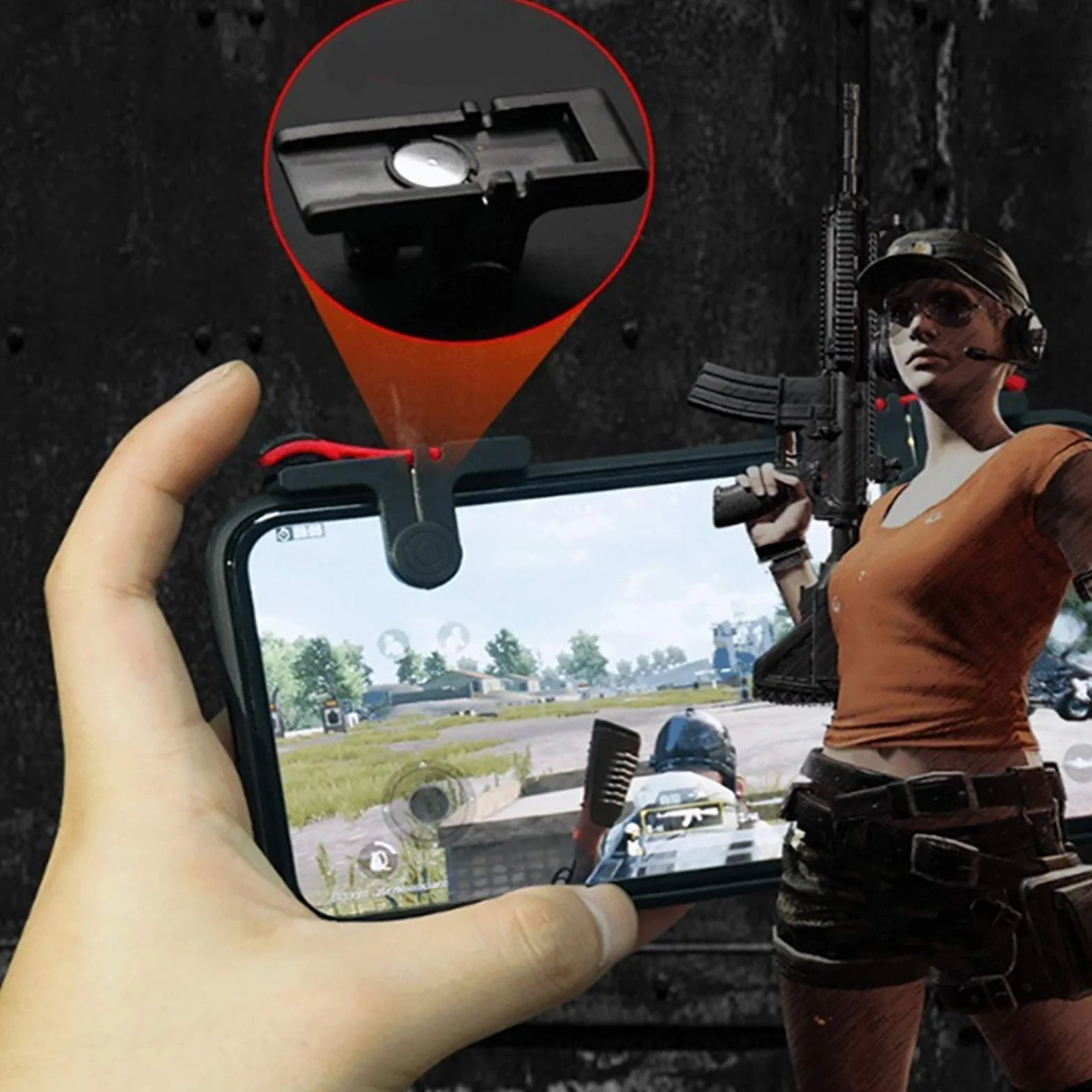 Gamepad per dispositivi mobili PUBG Mobile/Fortnitee Mobile/Call of Duty Mobile, gioco mobile Trigger Joystick Gamepad per iPhone/Android, scatto sensibile e mira L1R1 Trigger Nero
