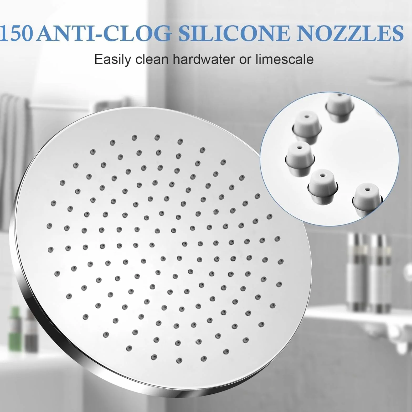Soffione Doccia Rotondo 24.5 cm Inox 304 Anticalcare Alta Pressione