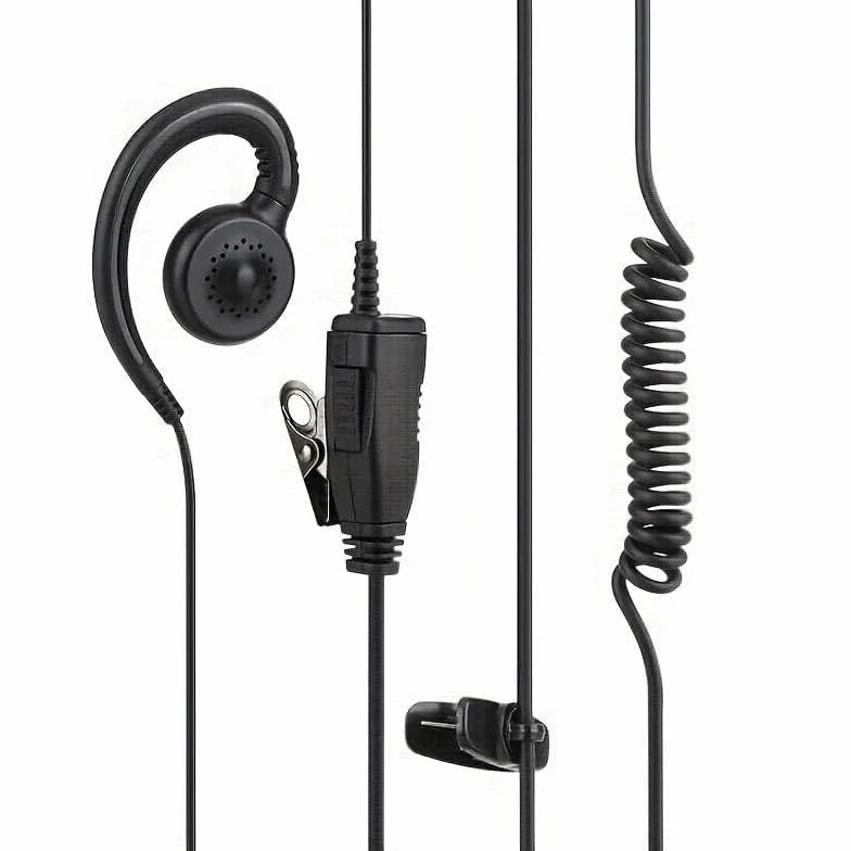 TECHZOCO Auricolare microfono PTT per trasmettitore Walkie, auricolare a forma di G, 2 pin, compatibile con Kenwood Baofeng UV-5R 888S BF-F8HP UV-82 Quansheng UV-K5 Retevis TYT Security Two Way Radio,