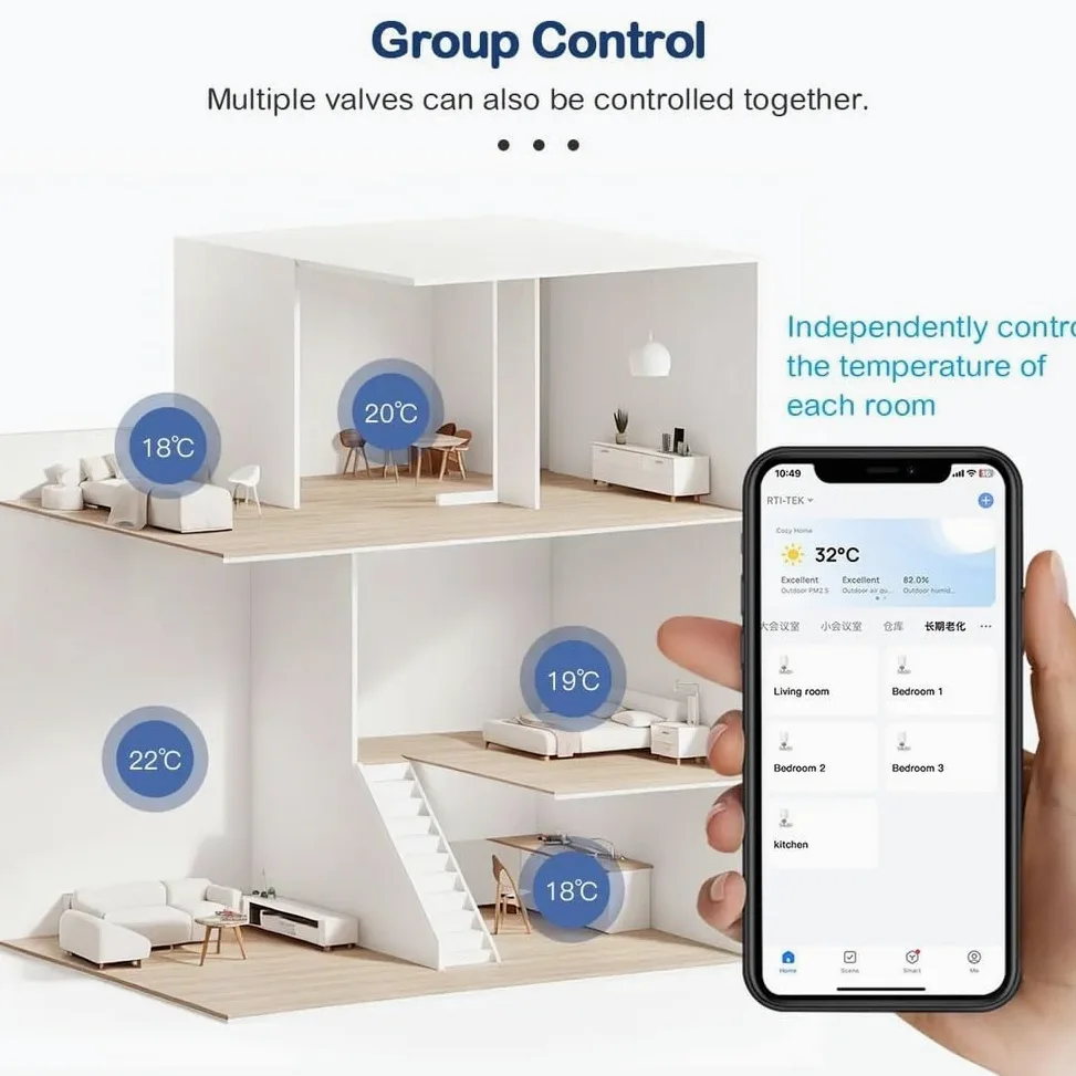 Valvola termostatica per termosifone intelligente Tuya Smart App Control - Termostato programmabile per riscaldamento settimanale compatibile con & Alice