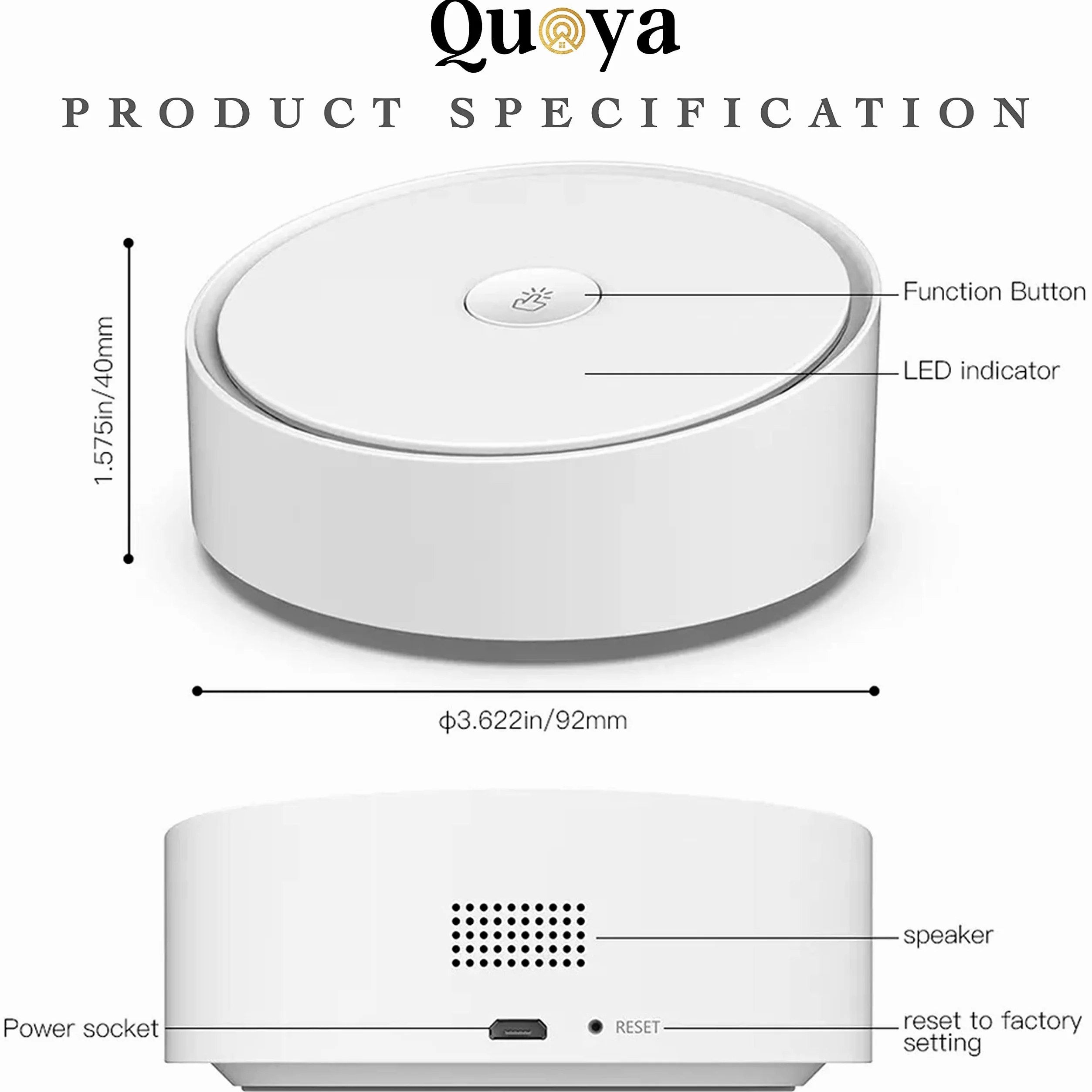 QUOYA Tuya/SmartLife Gateway multimodale, Zigbee 3.0, Bluetooth BLE, BLE MESH (compatibile solo con dispositivi Tuya/SmartLife)