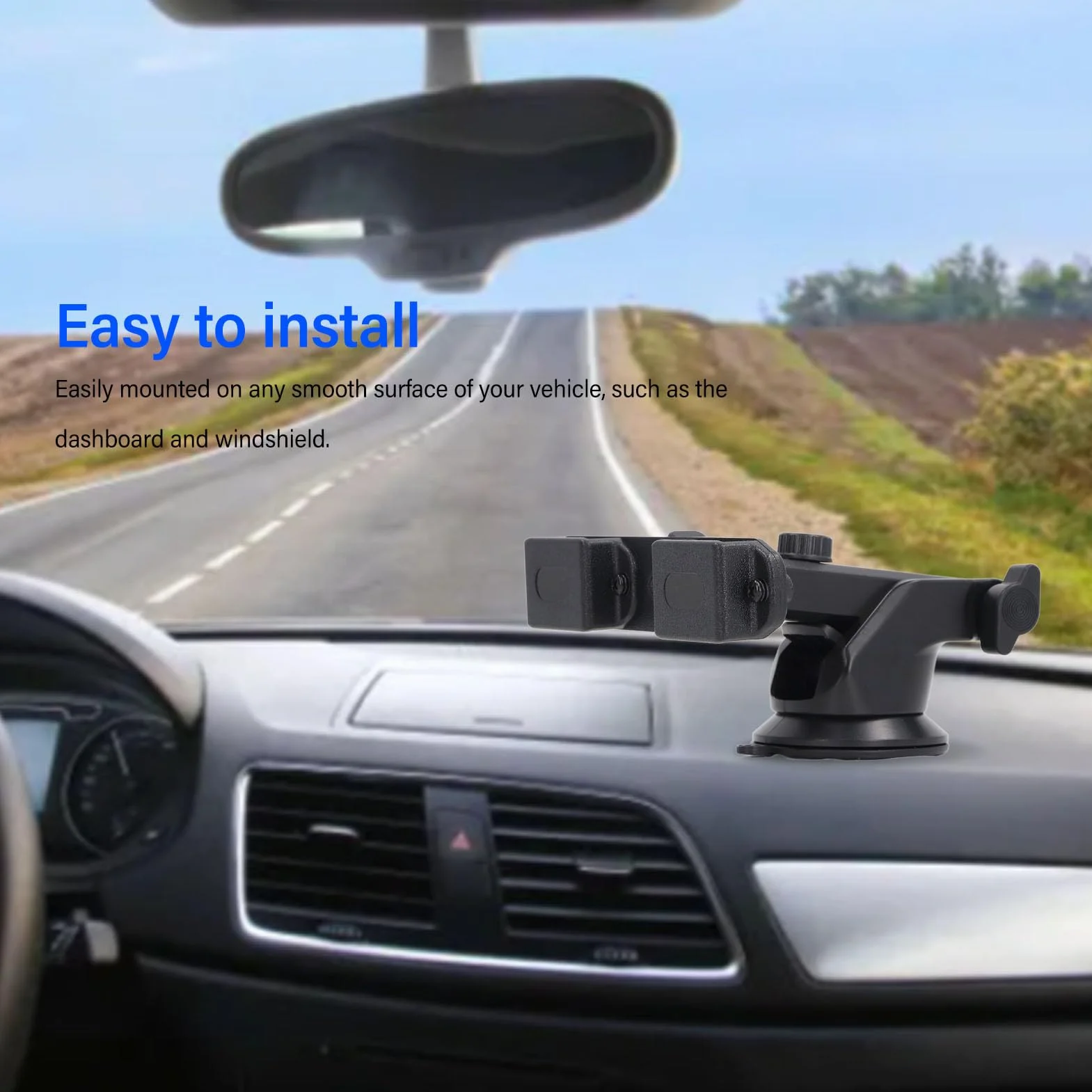 Staffa Adattatore Radio Bidirezionale, Supporto per Walkie-talkie da Cruscotto, Supporto per Microfono Radio Bidirezionale Ventosa Supporto per Parabrezza Auto Staffa Radio per