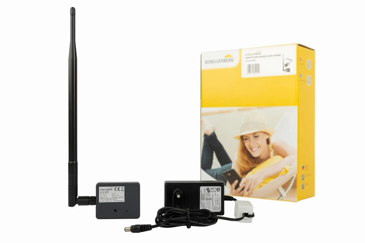 Schellenberg 60991 Apricancello smart PLUS apriporta universale per garage da smartphone con alimentazione esterna e LED, Antracite