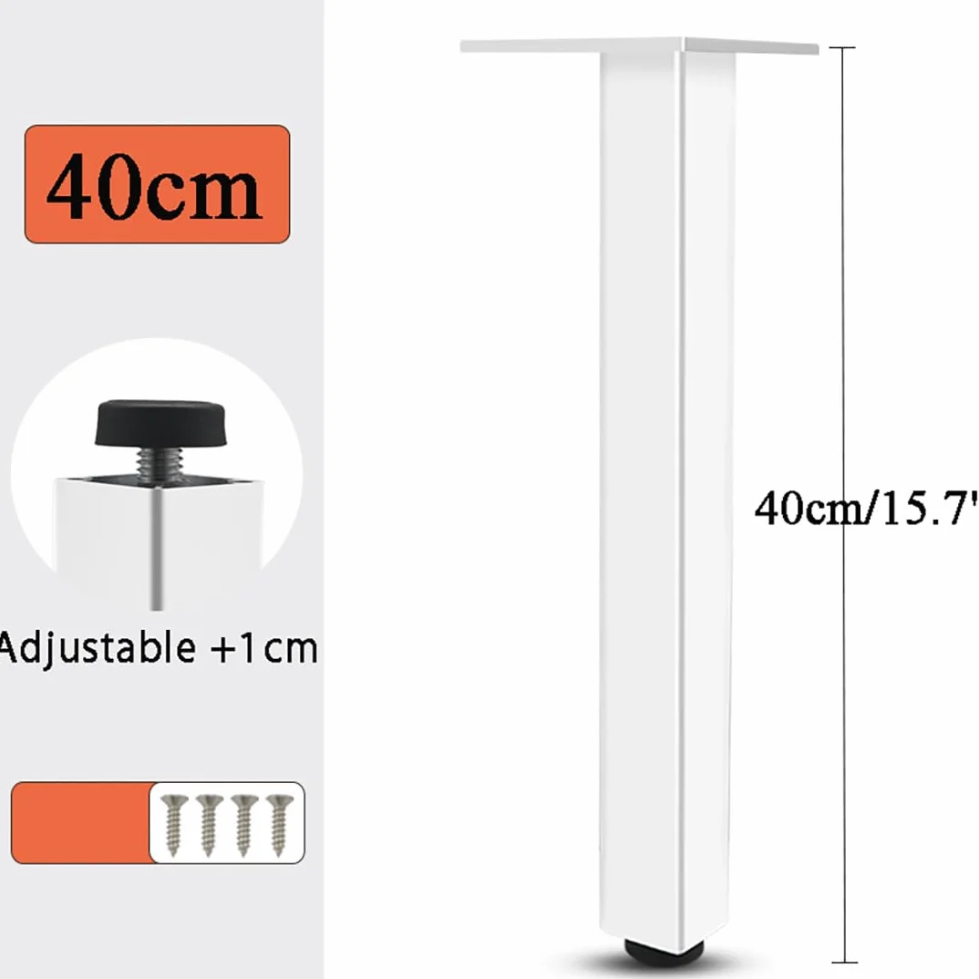 Bianco, 4 Piedini per Mobili Gambe per Mobili Regolabili Alluminio Altezza: 6-40cm Gambe Tavolo Zampe per Divani piede letto Piedi per Letto Piedini Credenza-40cm/15.7"