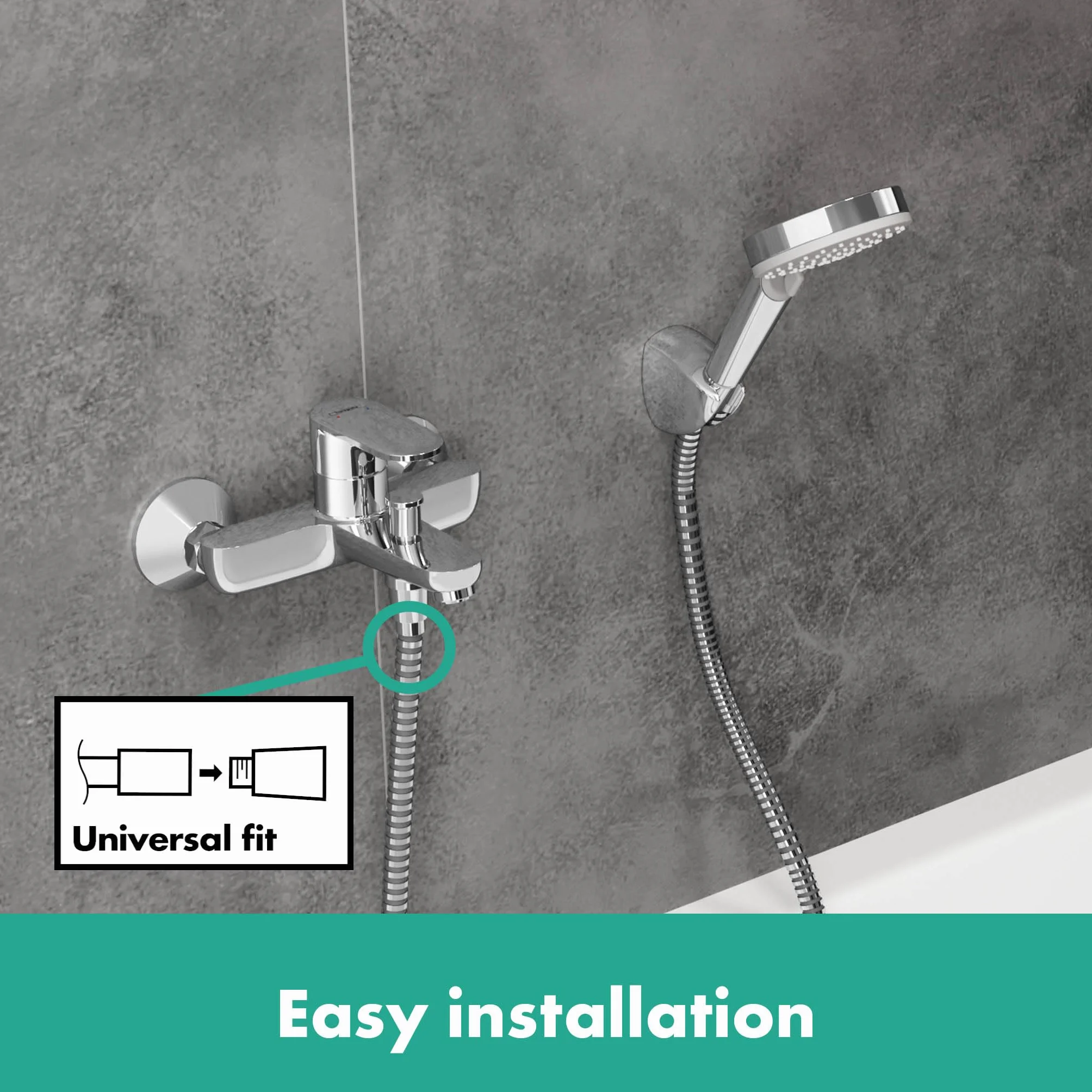 hansgrohe Vernis Blend - Rubinetto per Vasca da Bagno Esterno per 2 Utenze, Miscelatore Monocomando per Vasca Bocca di Erogazione 17,1 Cm, Cromo