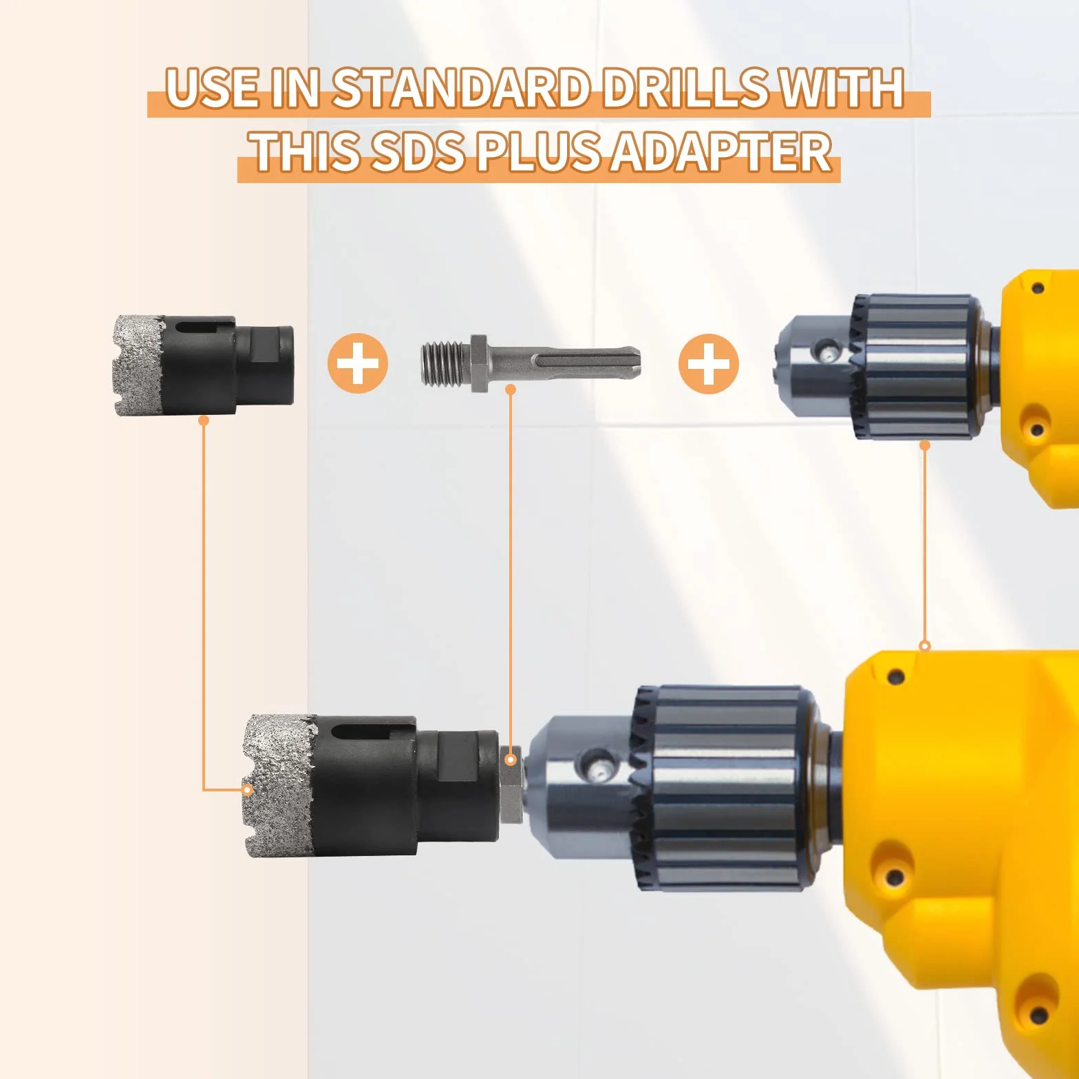 Adattatore per Trapano Diamantato M14, SDS Plus, Triangle Esagonali 2x