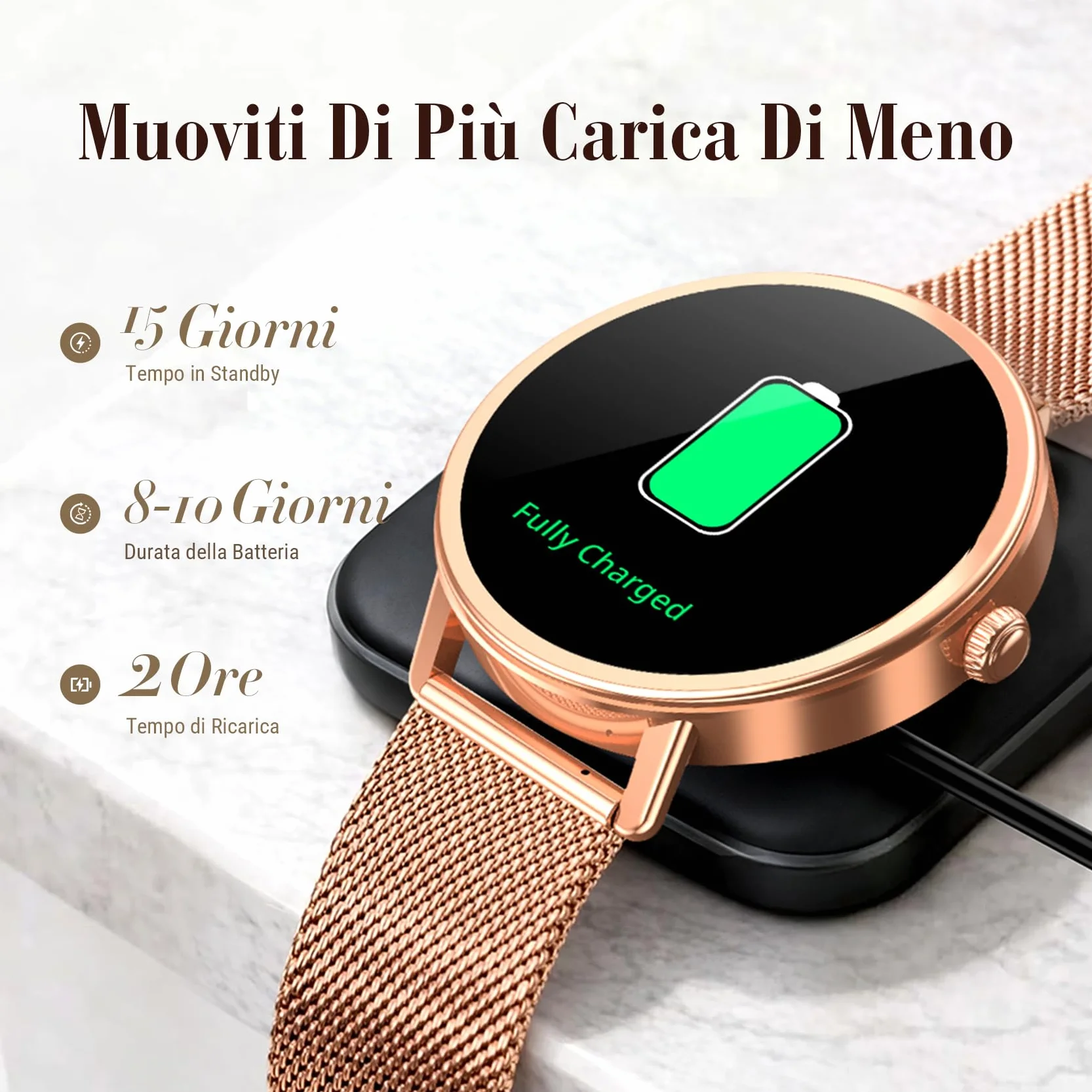 Smartwatch Donna, 1.26"Orologio Intelligente Donna con Chiamate Bluetooth, Smart Watch con 2 Cinturini, Notifiche, Podometro, Design Sottile, Compatibile con Android iOS, Smartwatch Impermeabile IP68