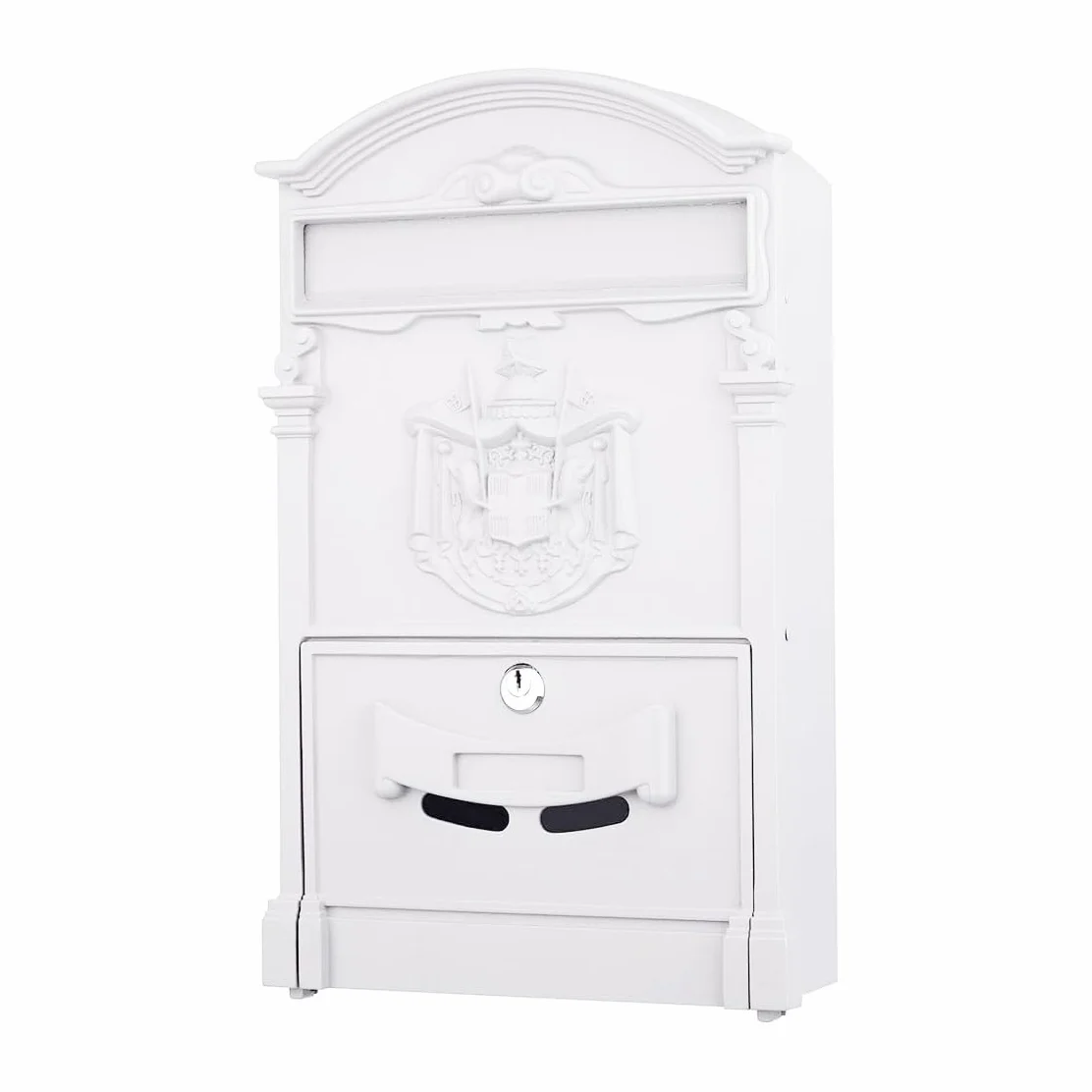 FP-TECH Cassetta Postale da Parete per Giornali con Finestra Serratura Cilindro Copertura Bianca 25.5x41.5x9