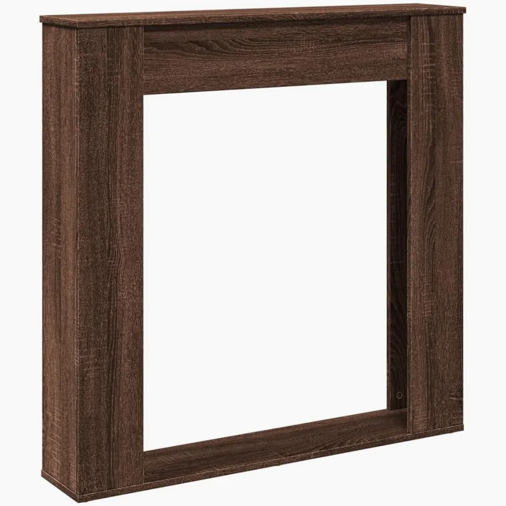 Rantry Arredo Cornice per Camino Rovere Marrone 100x20x100 cm in Truciolato, Mobilia Cornice Camino, Camino da Pavimento con Cornice e Bruciatore, Accessori Camino, Cornice Legno
