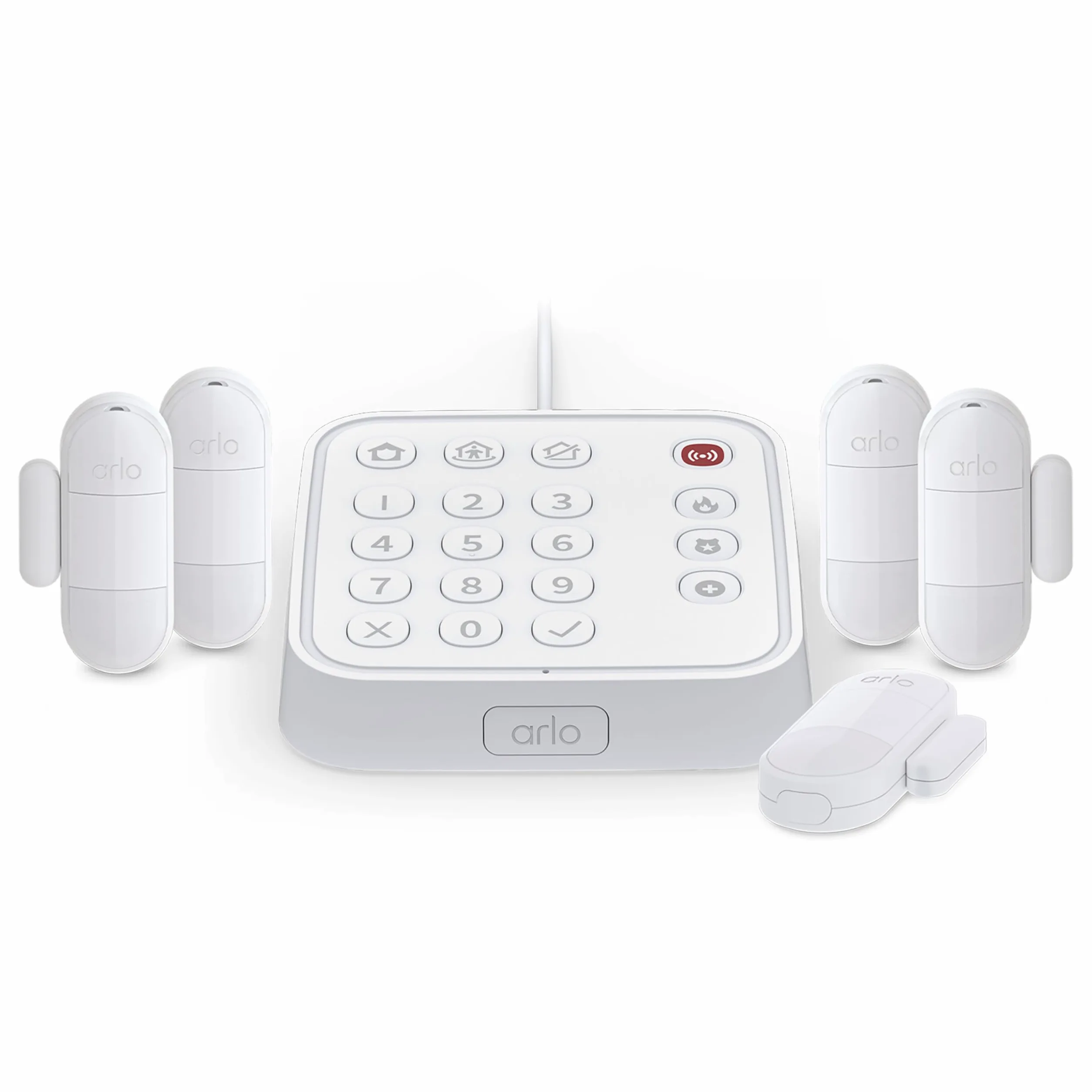 Arlo Sistema di sicurezza domestica, sistema di allarme con hub sensore tastiera cablata, 5 sensori 8 in 1 e cartello da cortile, nessun contratto richiesto, installazione fai da te, bianco, SS1501
