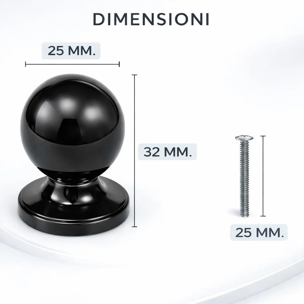 Pomelli Rotondi per Mobili in Zama Color Cromo Satinato - Pomello Grande