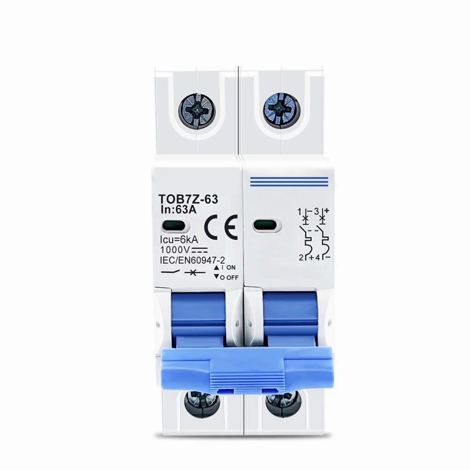 Mini interruttore solare solare 2P DC 1000V 3A 6A 10A 16A 20A 25A 32A 40A 50A 63A DC MCB for impianto fotovoltaico