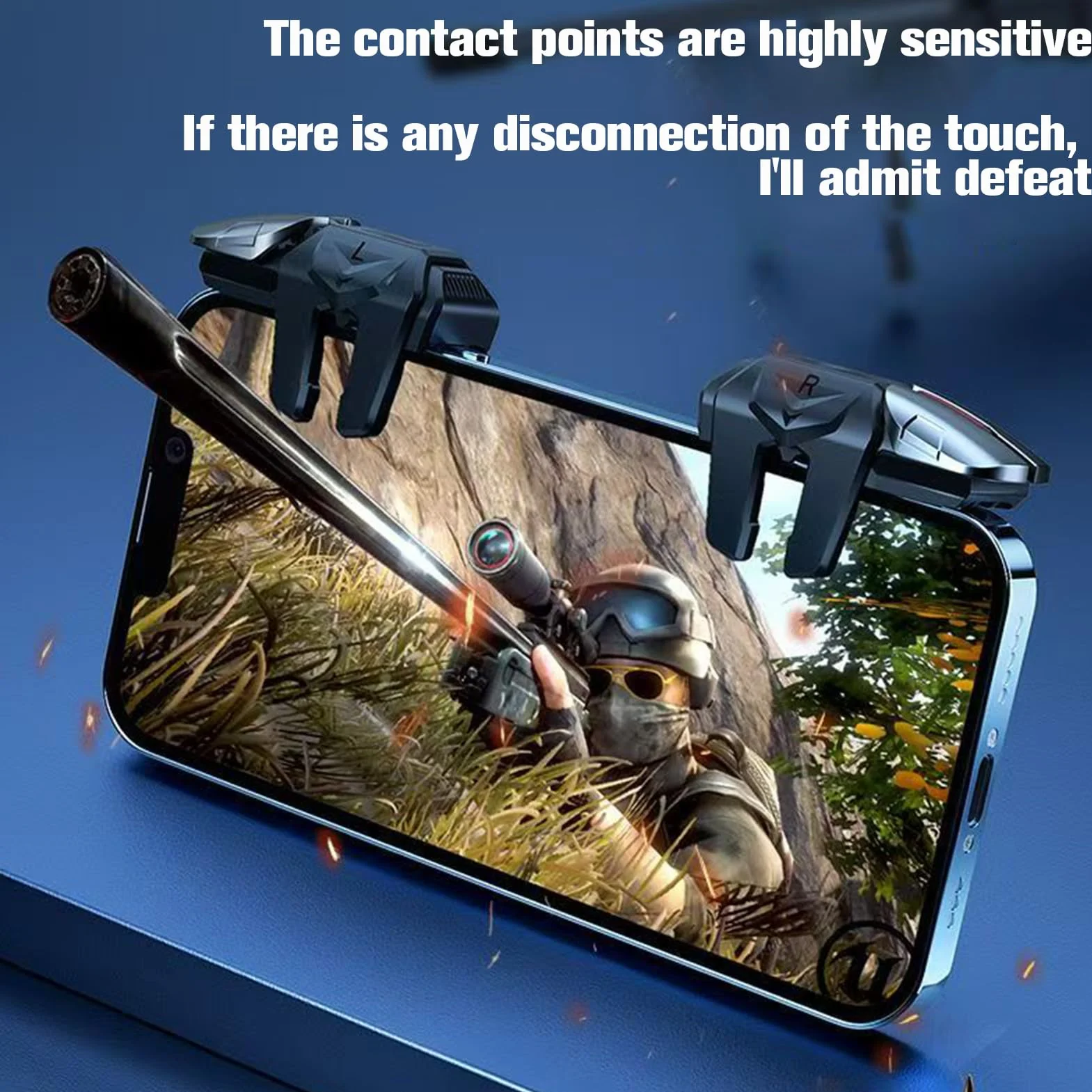 Fllyvly Controller di Gioco Mobile con 6 Dita, Joystick Triggers L1R1 L2R2 per PUBG, COD, Compatibile con Smartphone Android e iPhone, Massima Precisione e Protezione del Telefono