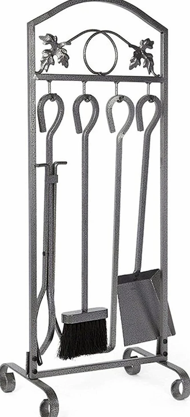 Set di attrezzi per caminetto 5 pezzi set di strumenti per camino con manico nero in ferro battuto grande set di attrezzi per fuoco camino e braciere esterno