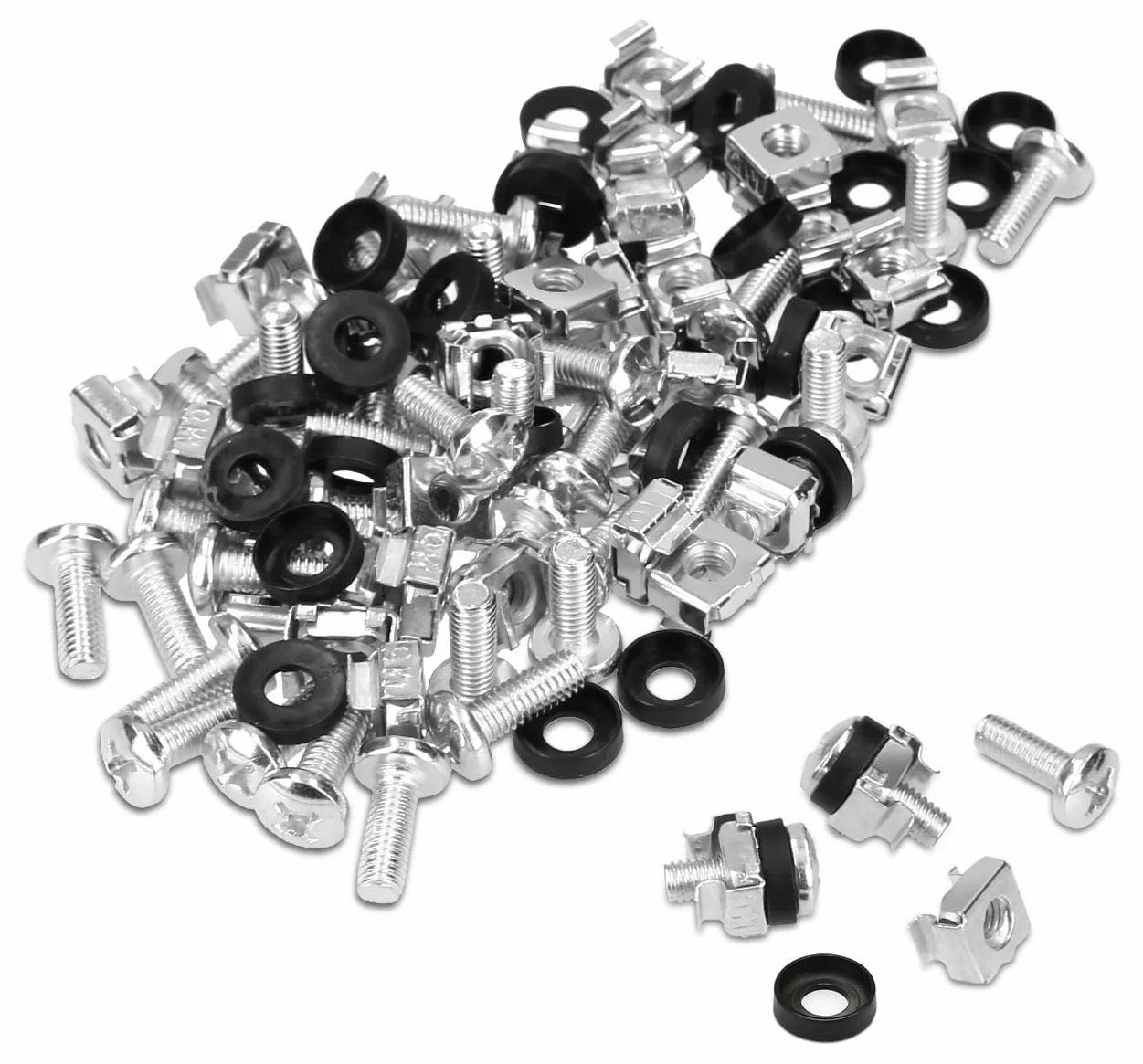 kwmobile Dadi Ingabbiati M6 Set 50 Pz per Rack 10" 19" Argento