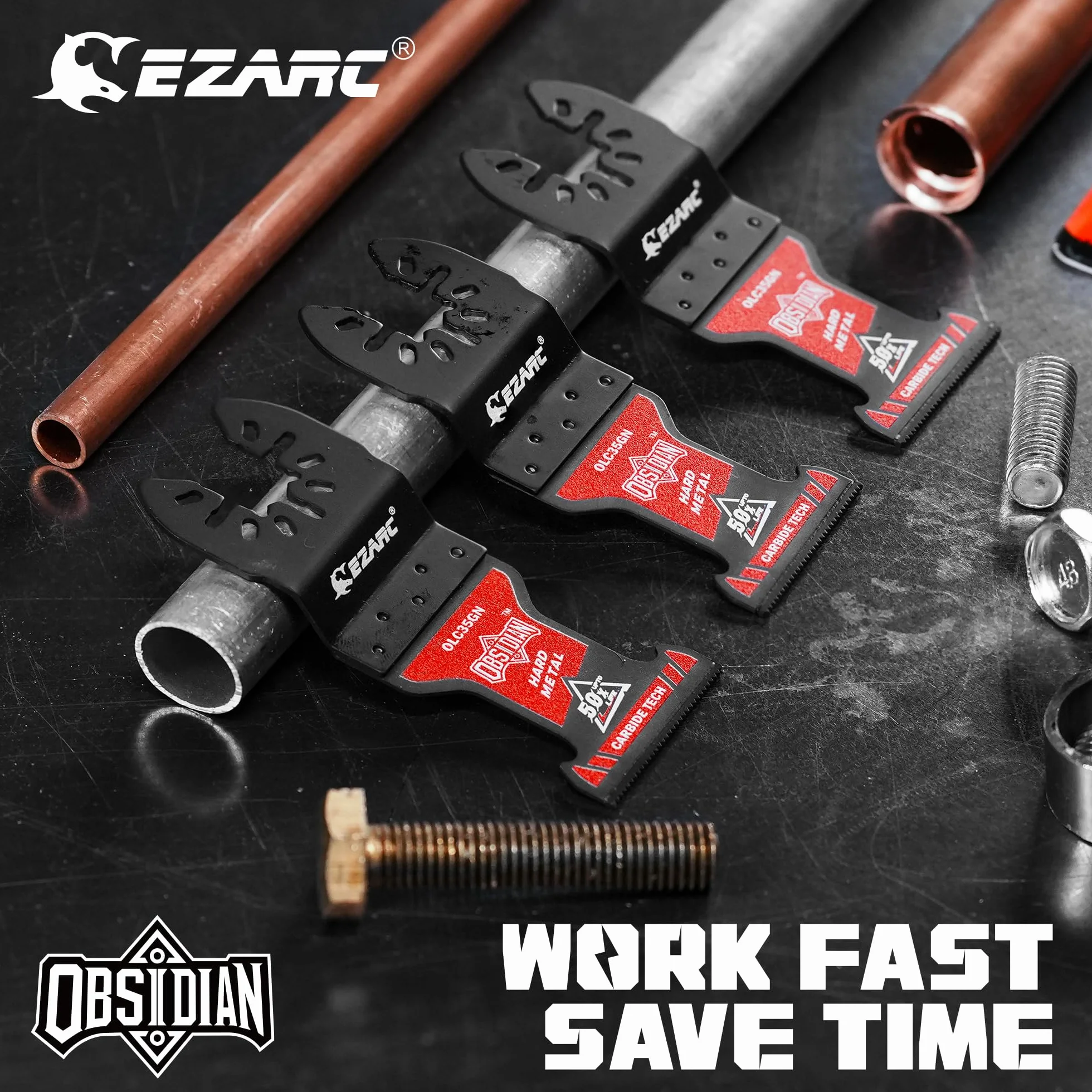 EZARC Lame per seghe oscillanti in carburo di ossidiana, lame multiutensile a sgancio rapido per metallo duro, chiodi, bulloni e viti, confezione da 3