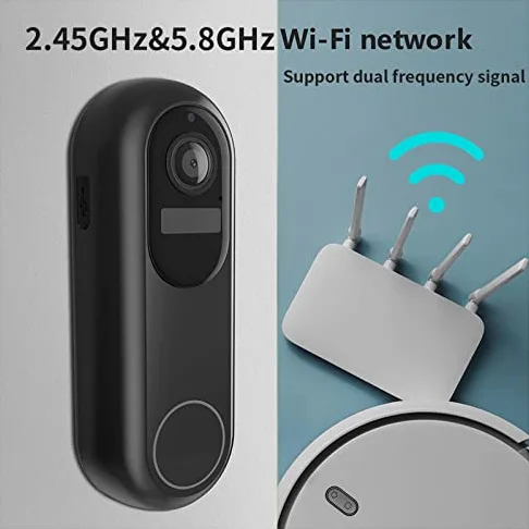 Videocitofono senza fili 1080p con visione notturna, WiFi 2,4 GHz 5 GHz, citofono domestico impermeabile, campanello intelligente per la sicurezza domestica