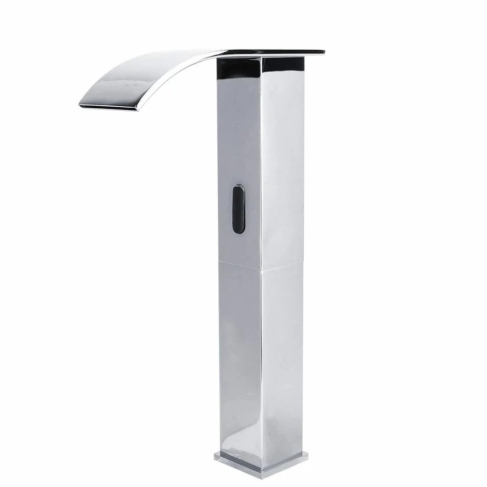 Rubinetto Lavabo Bagno con Sensore a Infrarossi Touchless Flusso a Cascata in Ottone Anticorrosione