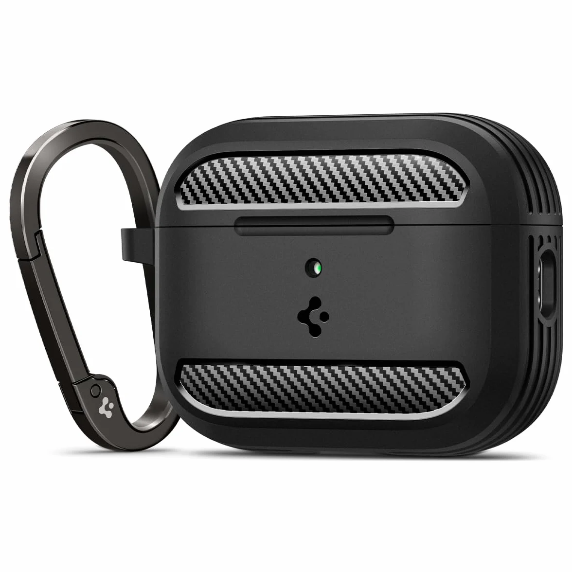 Spigen Cover Rugged Armor Compatible con AirPods Pro 3 (3a Generazione 2025) con Moschettone, Custodia AirPods Pro 3 - Nero Opaco