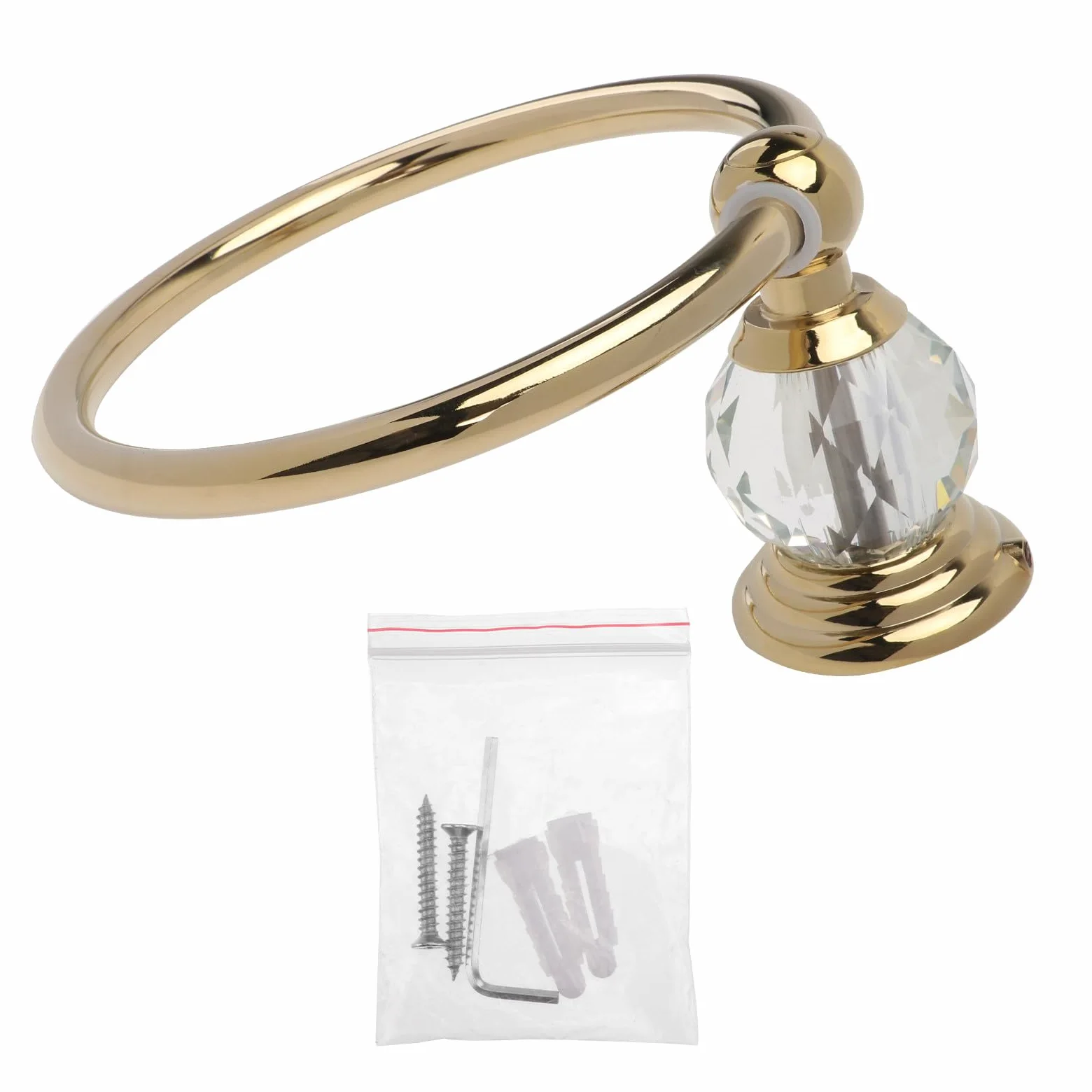 Portasciugamani Anello Dorato in Acciaio Inox Resistente alla Corrosione, Gancio Portasciugamani Rotondo da Bagno Design Chiusura Sicuro, per Bagno, Cucina e Camera da Letto
