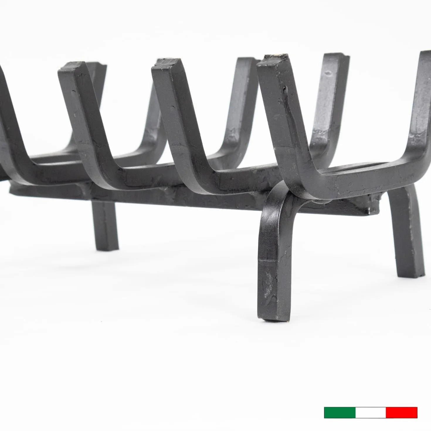 MOHOME Brucialegna per Camino in Ferro Battuto Nero Made in Italy 5 Barre Griglia 30x20x15 cm Braciere per Camino Poggia Legna Piedi Rialzati Portalegna per Caminetti Accessori Attrezzi Camino