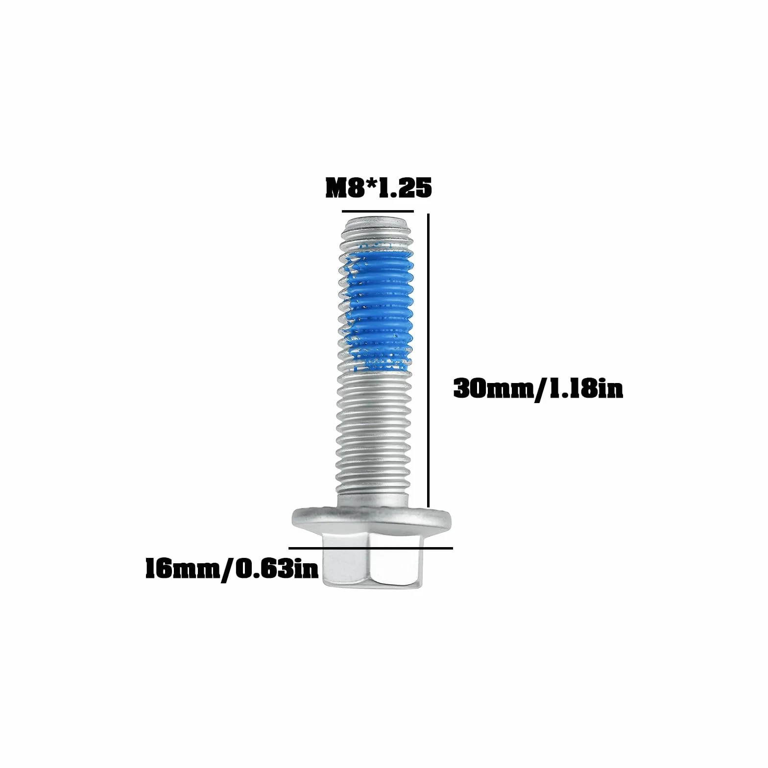 M8x1,25 Viti Flangiate Esagonali Grado 10.9 Acciaio Al Carbonio 30x16 mm 25 Pezzi