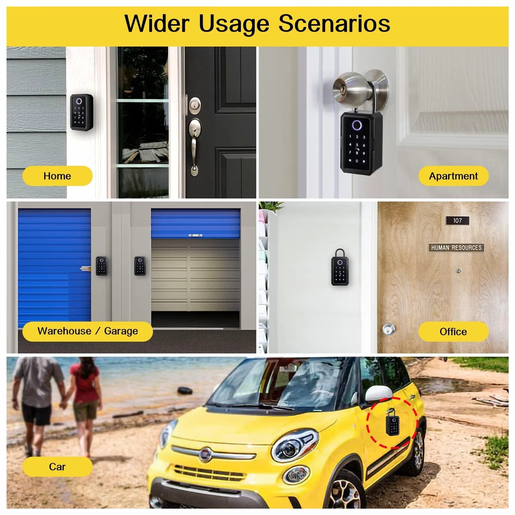 Piccola cassaforte per Chiavi La Tua App TTockFingerprint Digital Key Box con Accesso remoto, Montaggio a Parete, Combinazione di Sicurezza per casa, Ufficio, Hotel, Viaggi (la Tua