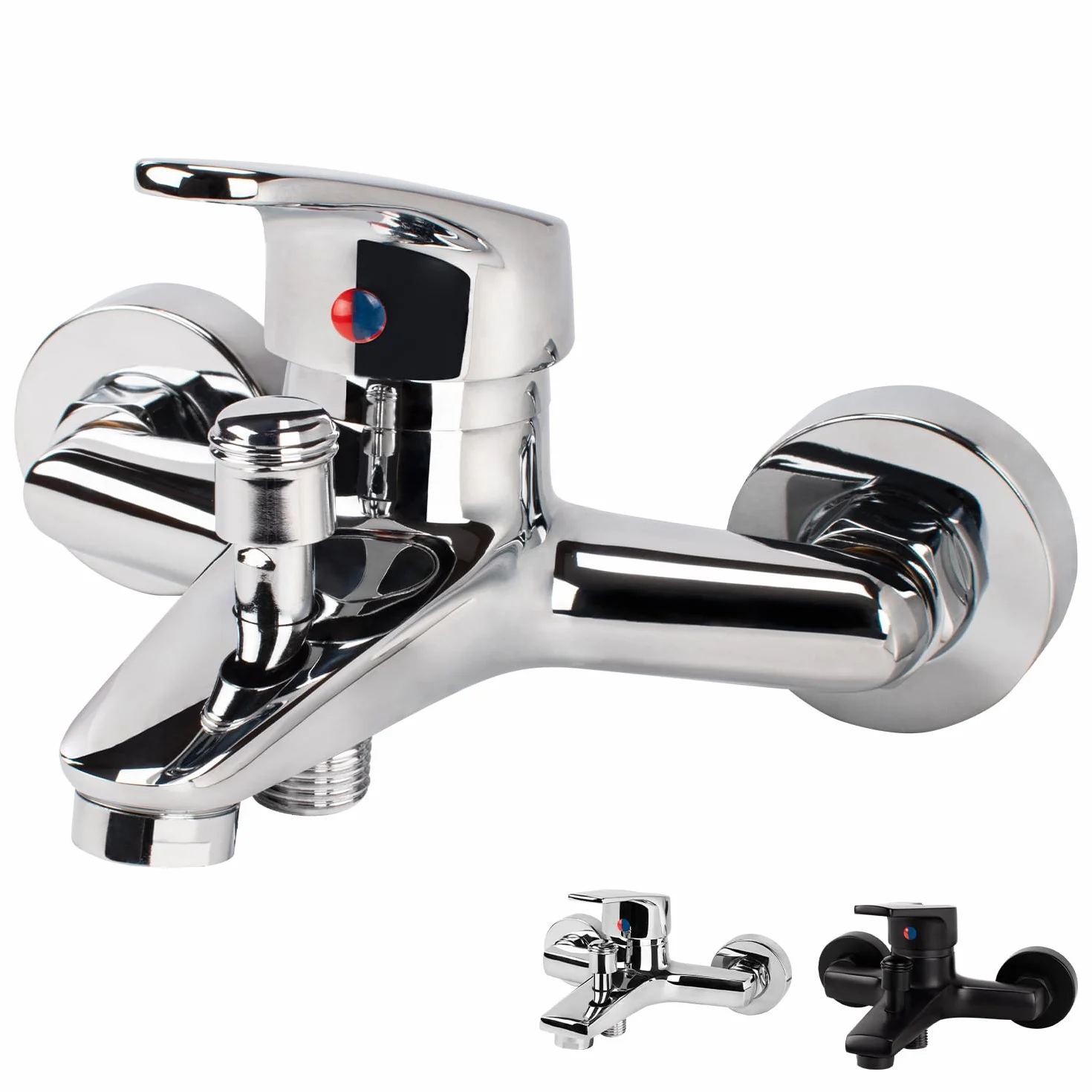 Rubinetto Vasca Monocomando Miscelatore Doccia Cromato Rotonda