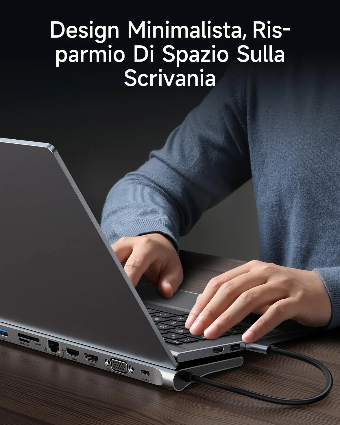 Baseus Docking Station 11 in 1 USB C, Hub USB C con triplo display con 2x HDMI 4K, 3x USB 3.0, Alimentatore di tipo C, VGA, Lettore di schede SD/TF, Ethernet, Audio da 3,5 mm, per MacBook Pro/Air