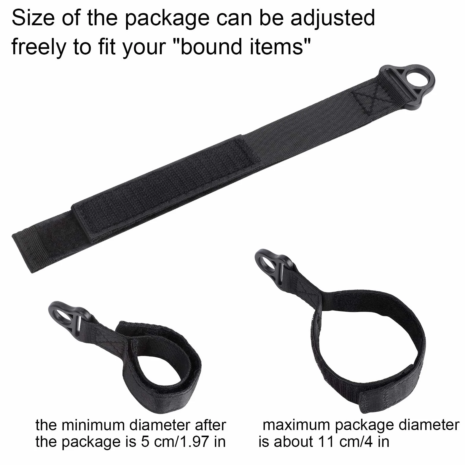 Fascette per cavi regolabili con gancio e passante 39 cm x 2,6 cm nero 6 cinghie 6 moschettoni