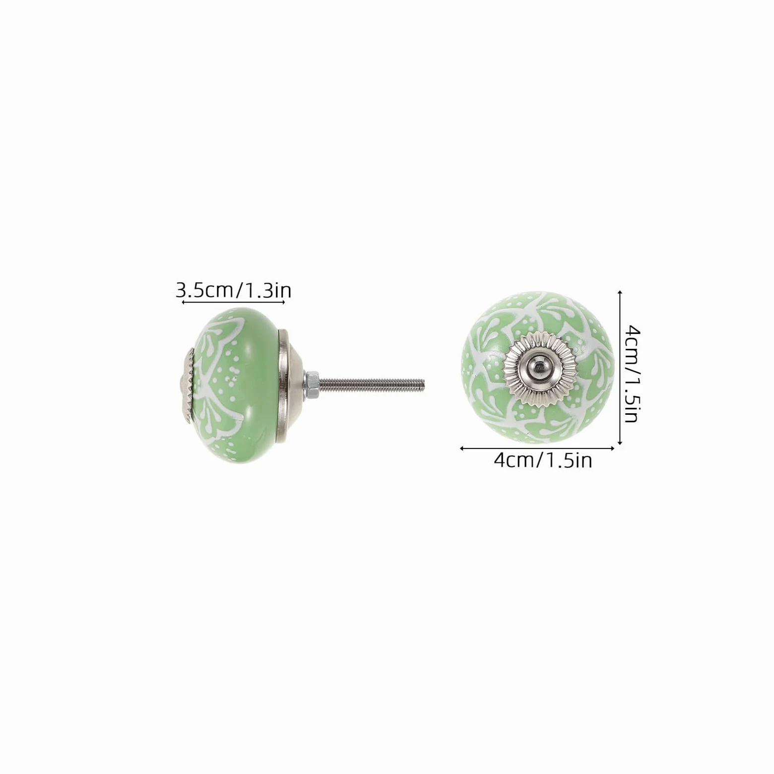 Ciieeo Pomelli Rotondi in Ceramica Verde per Cassetti e Armadi, 10 Pezzi | Finitura Stampata, Diametro 1, 6 Pollici, Adatti a Casa e Ufficio, Stile Artistico Retrò