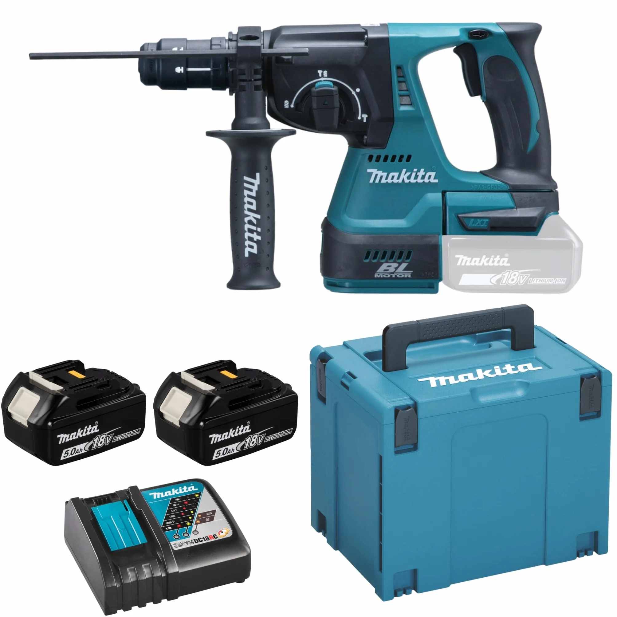 Makita DHR243RTJ Młotek lekki 24mm 18V Li-ion 5,0 Ah Makpac