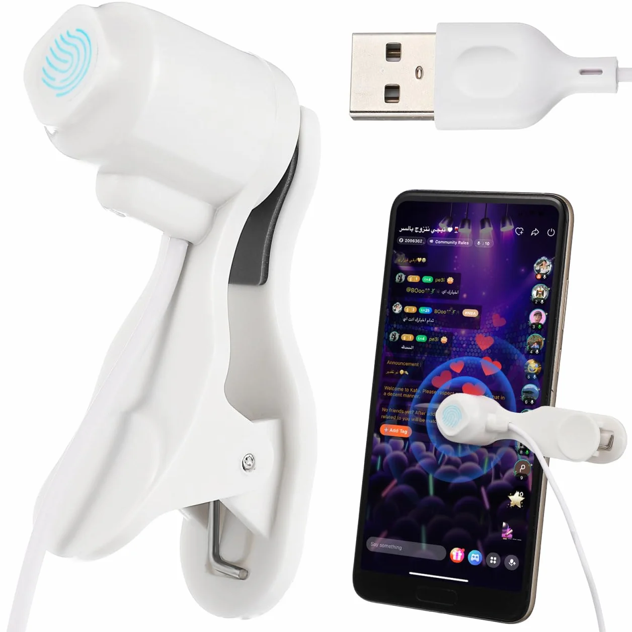 jojofuny Clicker automatico dello schermo per telefono: clicker USB per lo schermo del telefono cellulare per lo streaming live - Applicatore automatico universale per il clic delle dita per giochi