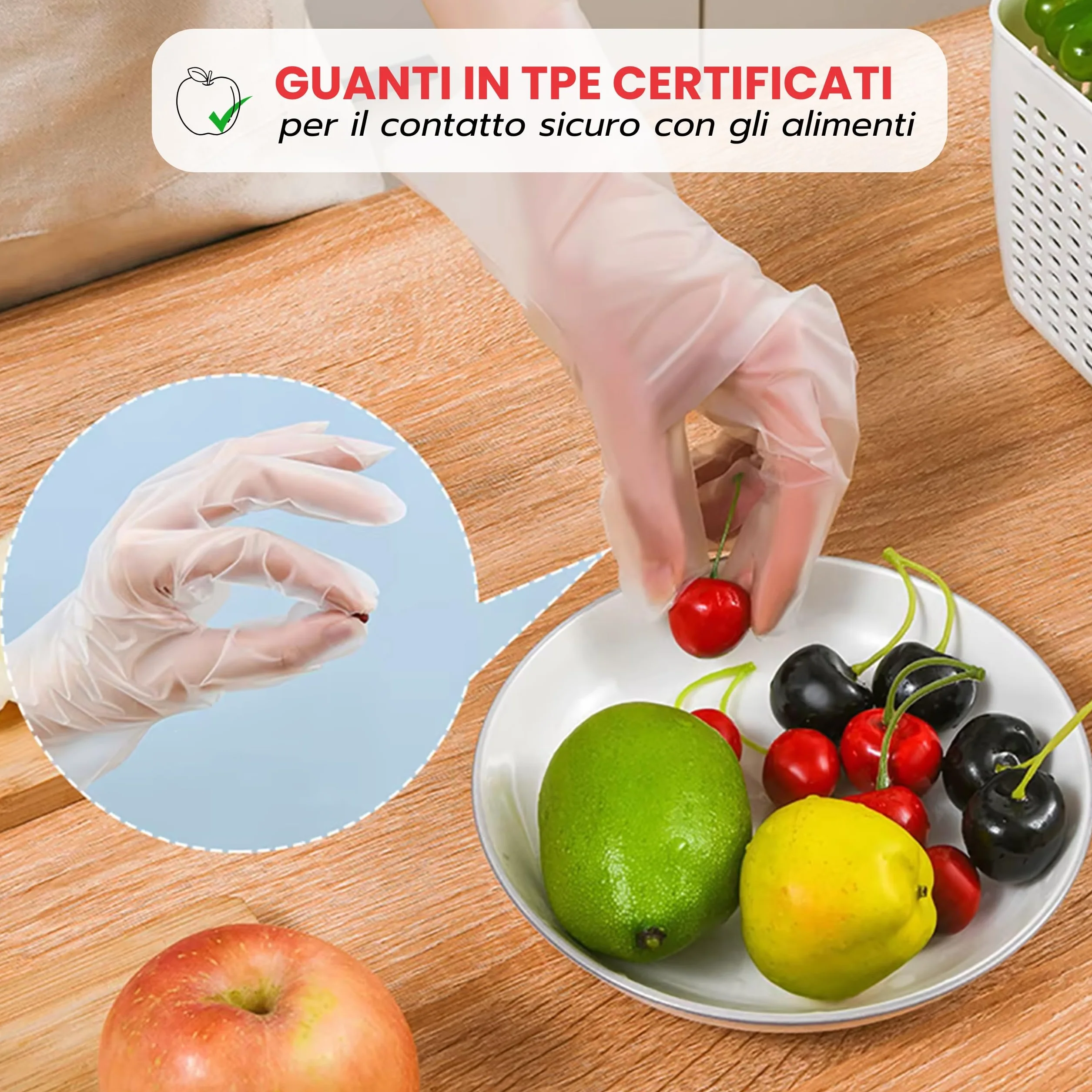 Bottari Guanti Monouso in TPE Senza Polvere 100 Pezzi Resistenti per Pulizia Alimenti Giardinaggio Bricolage Casa